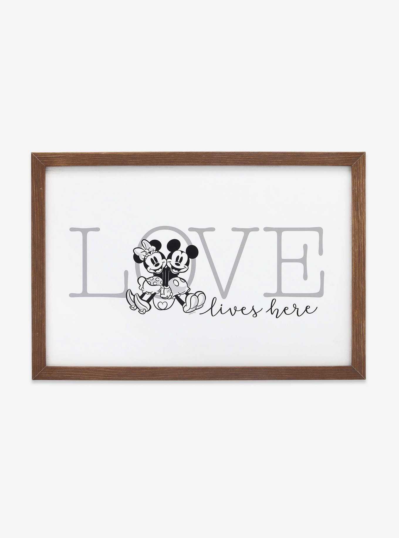 Disney Mickey Mouse Minnie Love Lives Here Wood Wall Decor, , hi-res