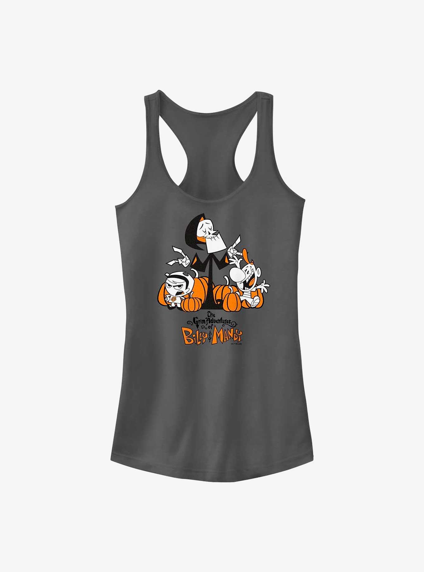 Cartoon Network The Grim Adventures of Billy & Mandy Pumpkins Girls Tank, CHARCOAL, hi-res