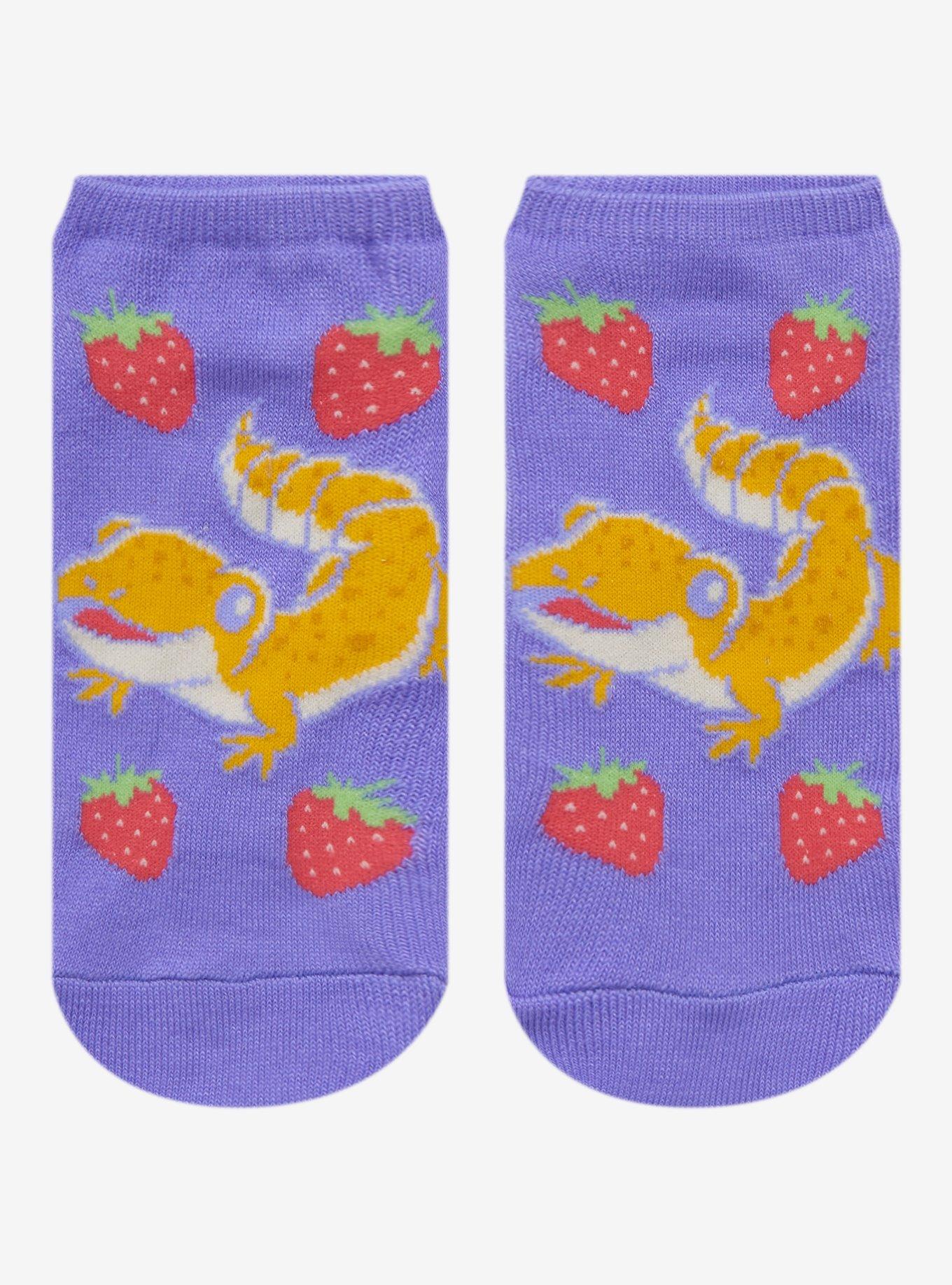 Purple Gecko Strawberry No-Show Socks, , hi-res
