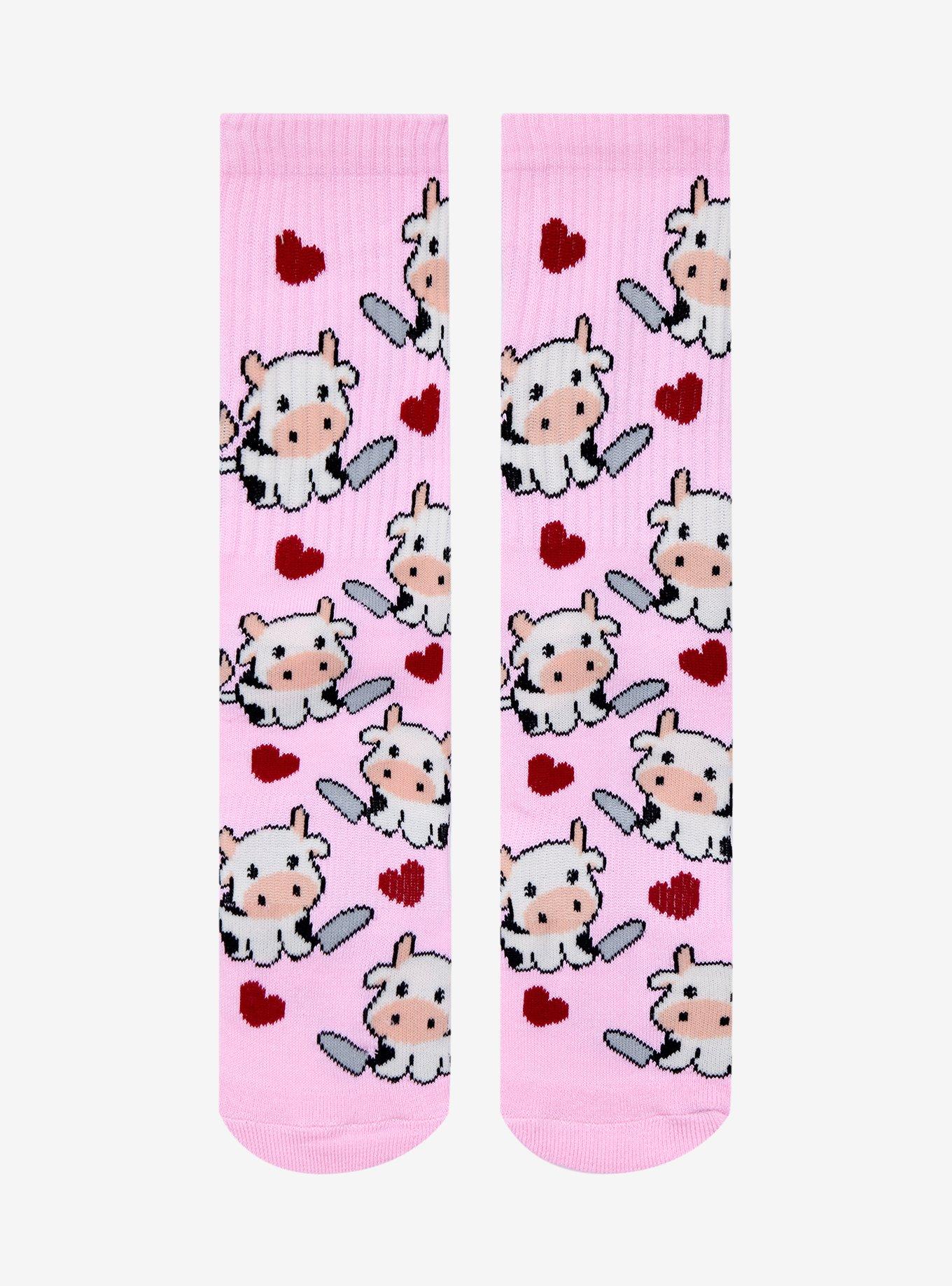 Cow With Knife Crew Socks, , hi-res