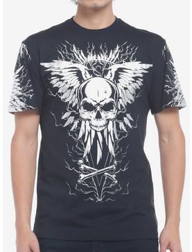 Silver Skull With Wings T-Shirt, , hi-res