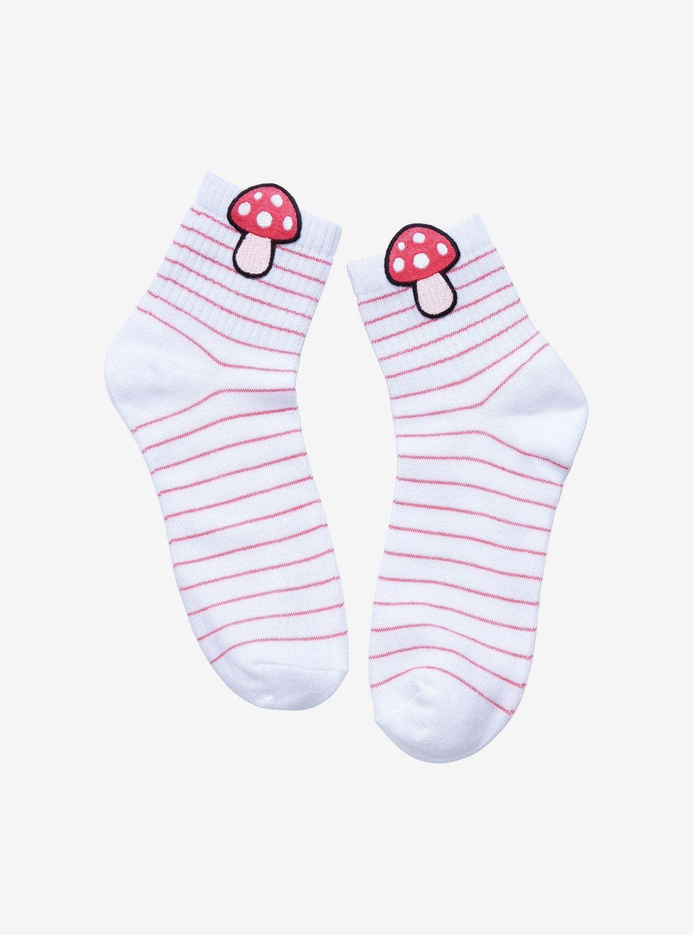 Mushroom Stripe Ankle Socks, , hi-res