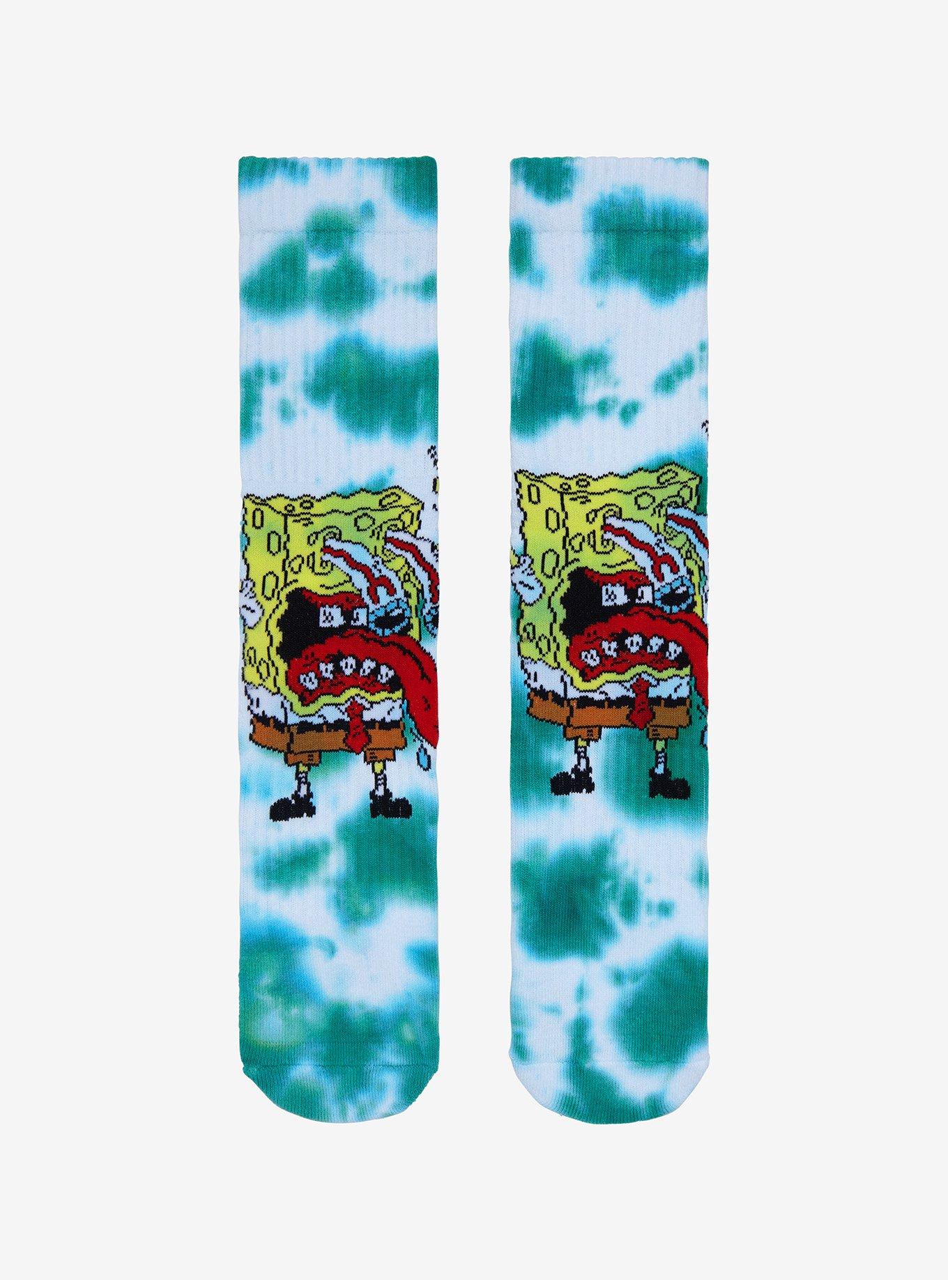 SpongeBob SquarePants Eye Pop Tie-Dye Crew Socks, , hi-res