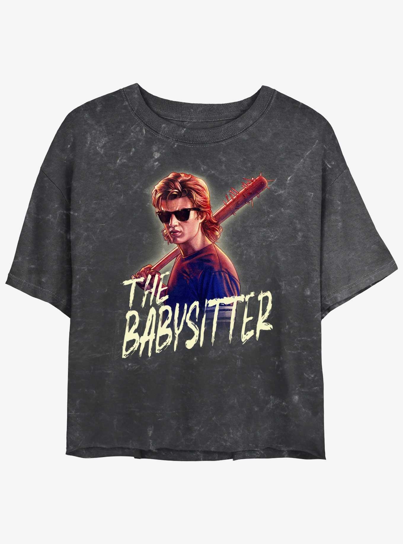 Stranger Things Steve The Babysitter Mineral Wash Crop Girls T-Shirt