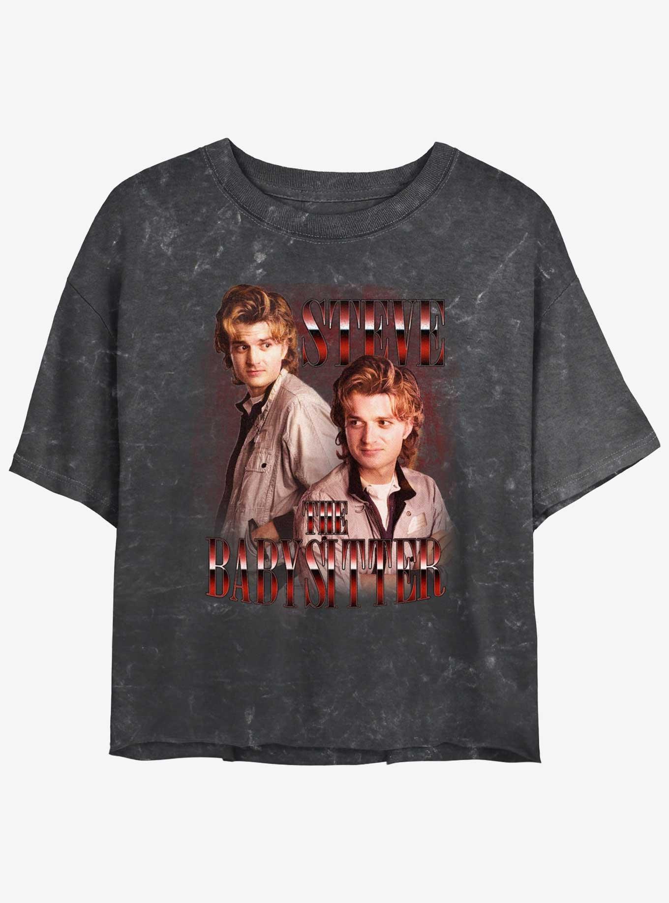 Stranger Things Steve The Babysitter Mineral Wash Crop Girls T-Shirt, , hi-res