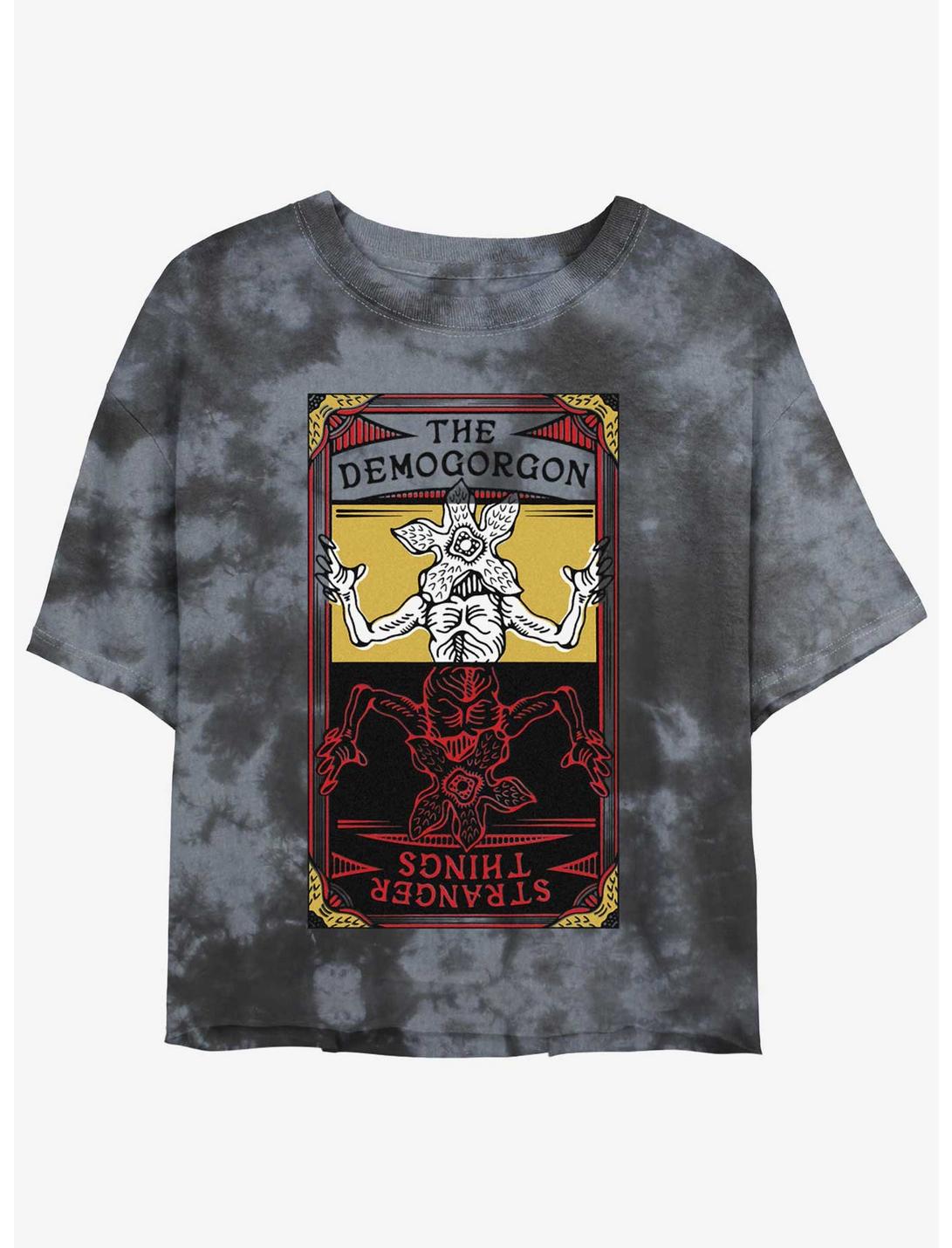 Stranger Things Demogorgan Fate Mineral Wash Crop Girls T-Shirt, BLKCHAR, hi-res