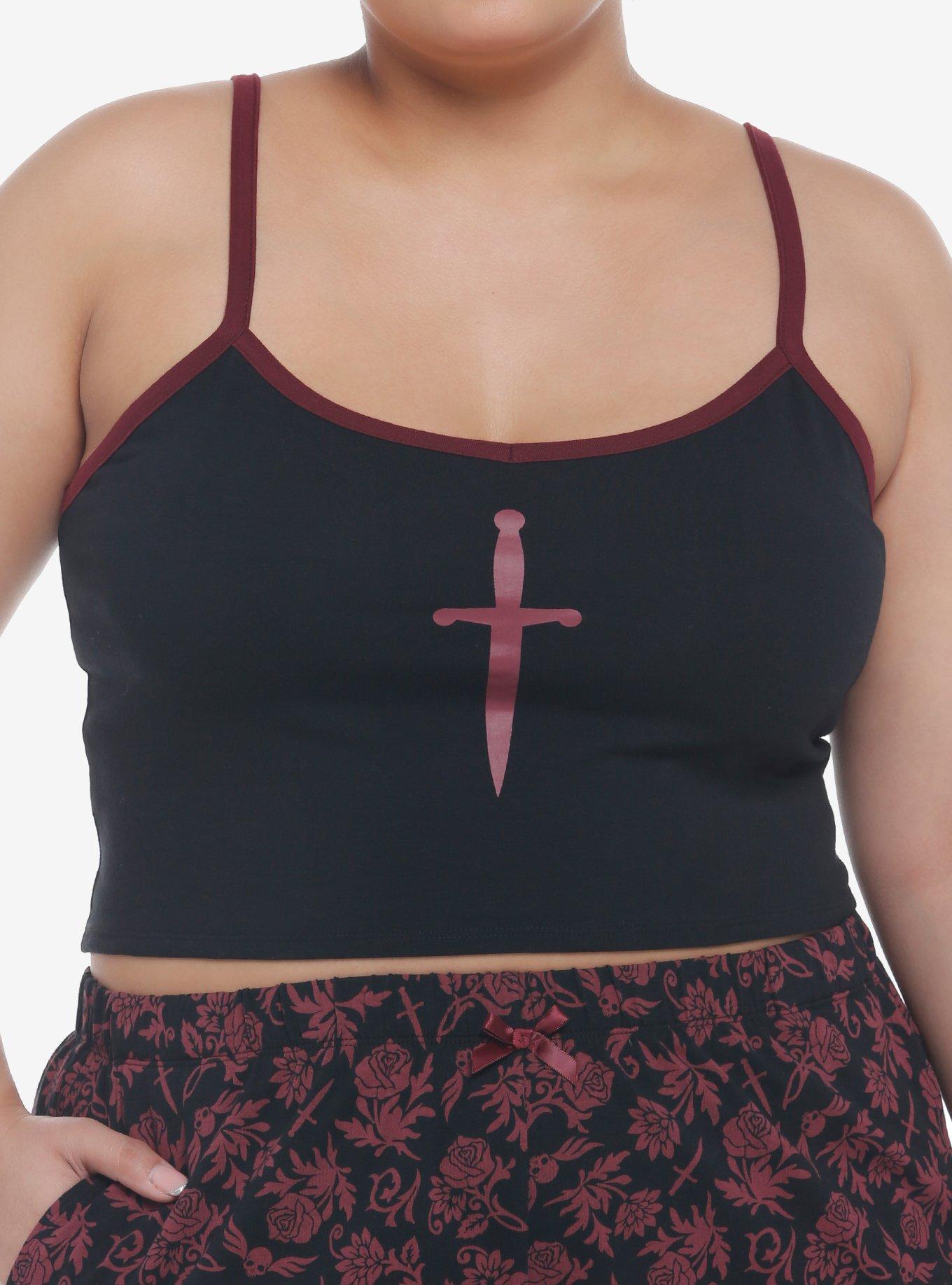 Dark Floral Dagger Girls Lounge Set Plus Size, BLACK, hi-res