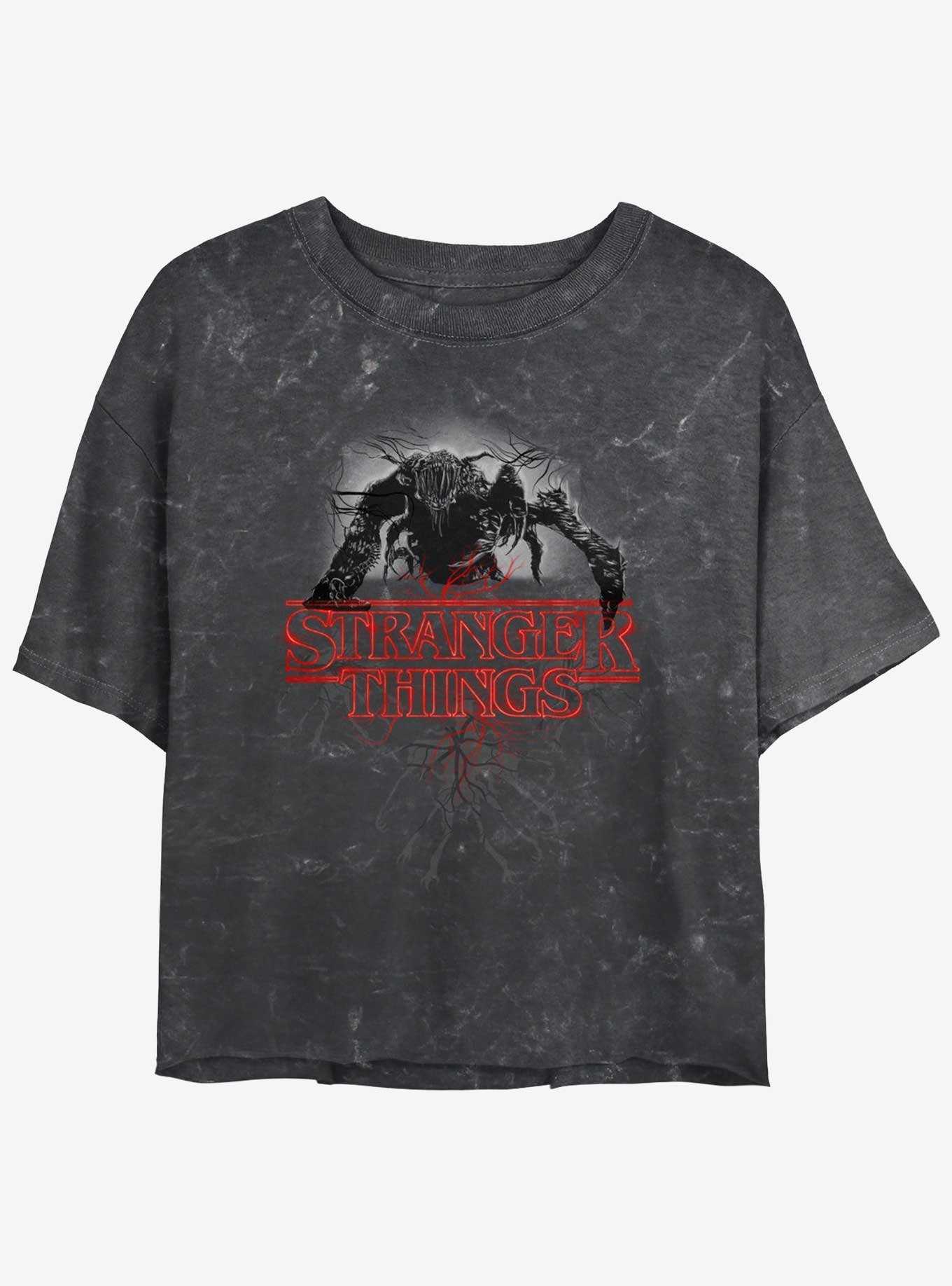 Stranger Things Mind Flayer Logo Mineral Wash Crop Girls T-Shirt, , hi-res
