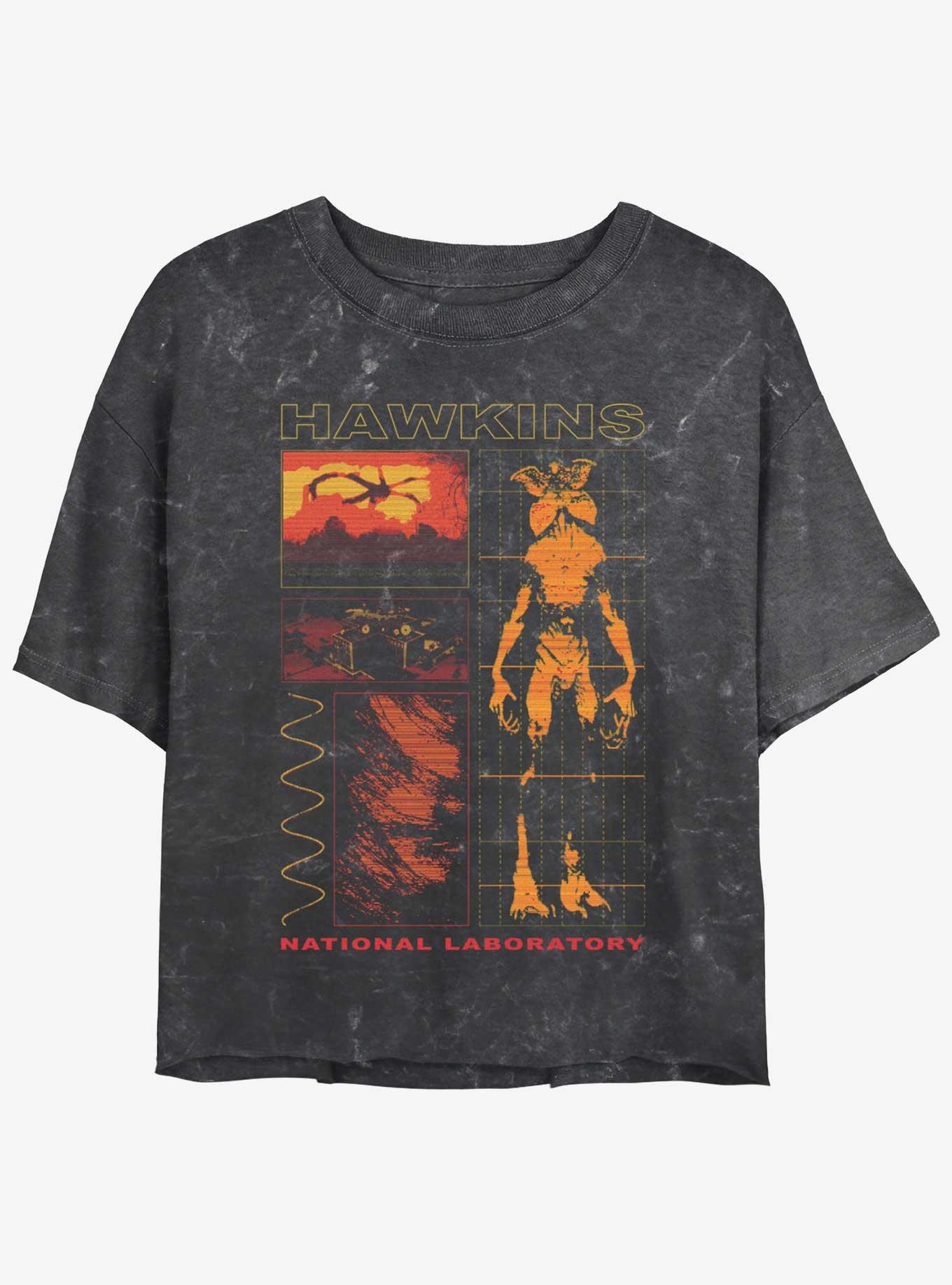 Stranger Things Hawkins Lab Mineral Wash Crop Girls T-Shirt, , hi-res