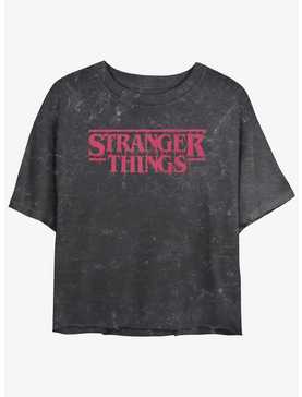 Stranger Things Logo Mineral Wash Crop Girls T-Shirt, , hi-res
