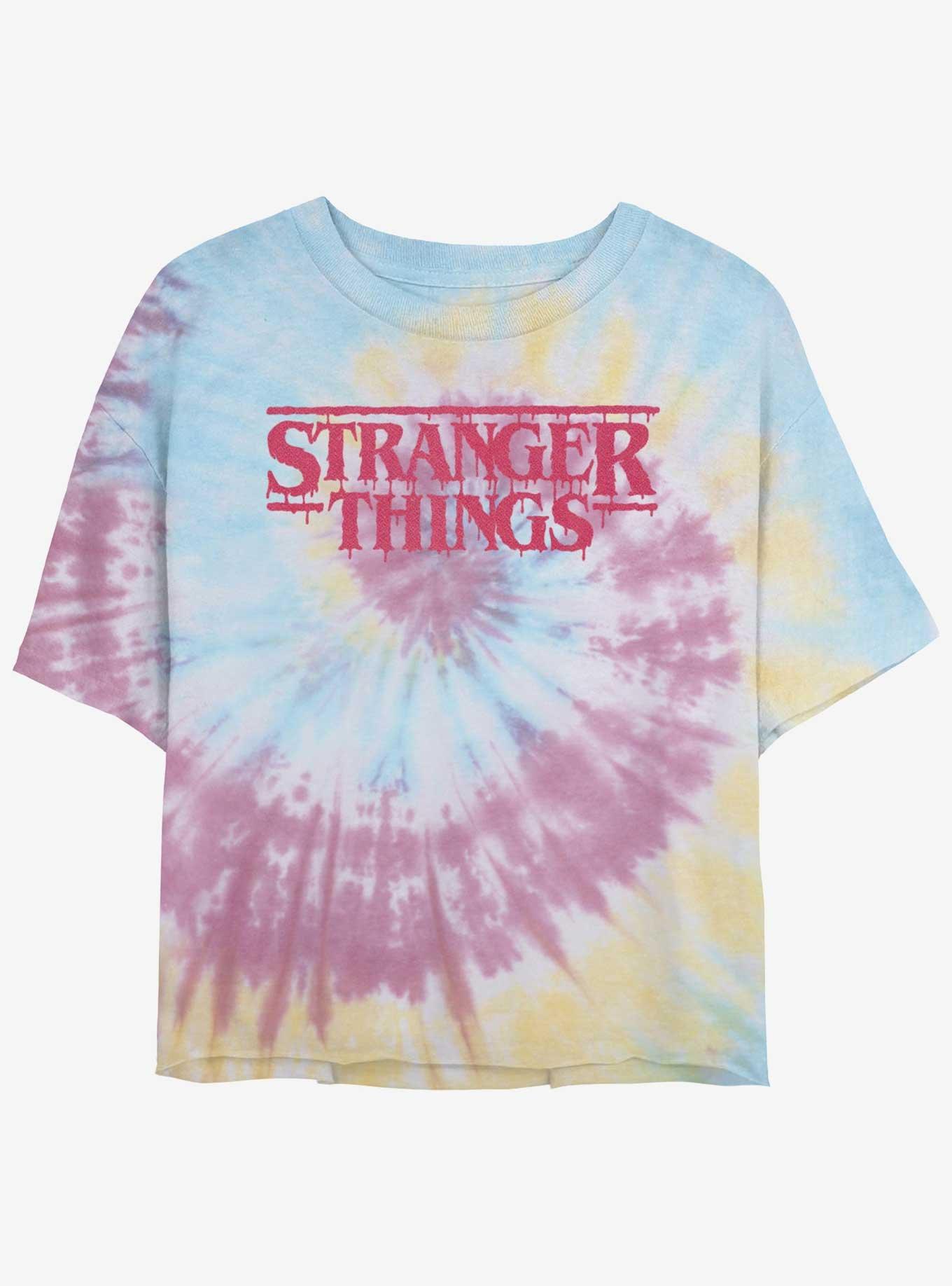 Stranger Things Logo Tie-Dye Crop Girls T-Shirt, , hi-res