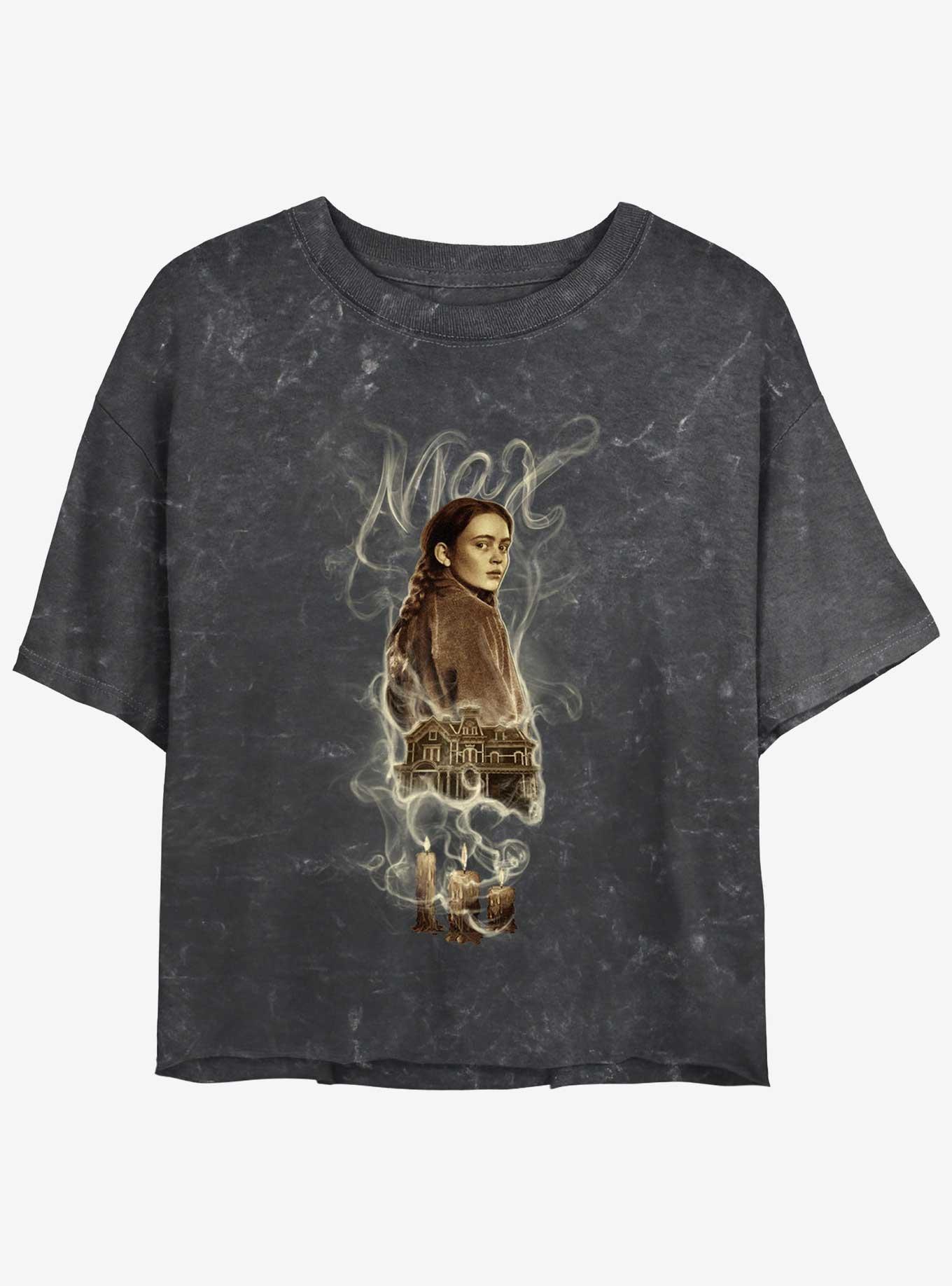 Stranger Things Max Badge Mineral Wash Crop Girls T-Shirt, , hi-res
