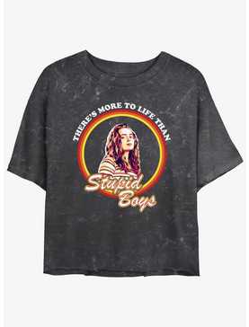 Stranger Things Stupid Boys Mineral Wash Crop Girls T-Shirt, , hi-res