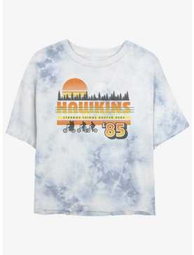 Stranger Things Hawkins Vintage Sunsnet Mineral Wash Crop Girls T-Shirt, , hi-res