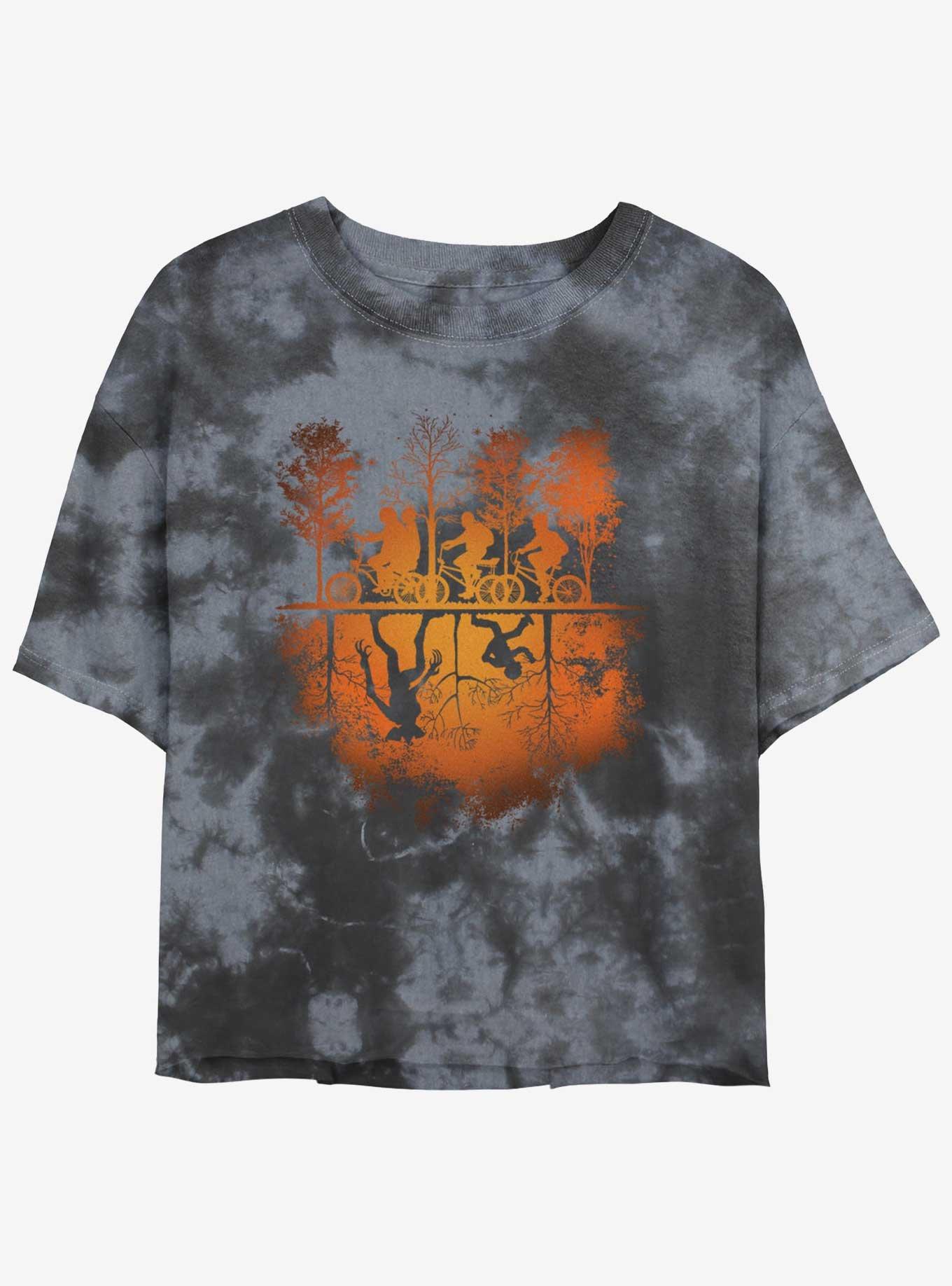 Stranger Things Upside Down Mineral Wash Crop Girls T-Shirt, BLKCHAR, hi-res