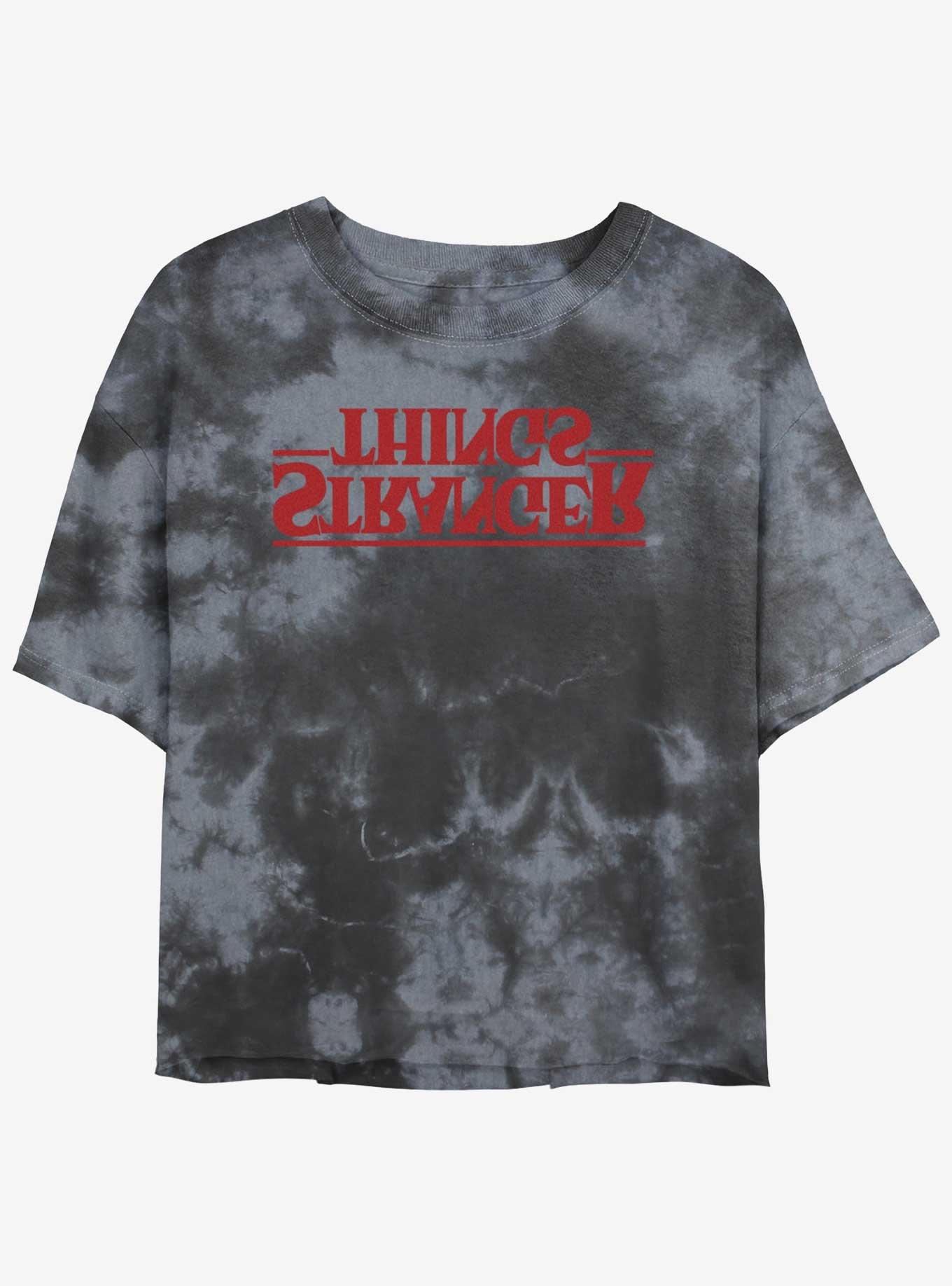 Stranger Things Upside Down Logo Mineral Wash Crop Girls T-Shirt, BLKCHAR, hi-res