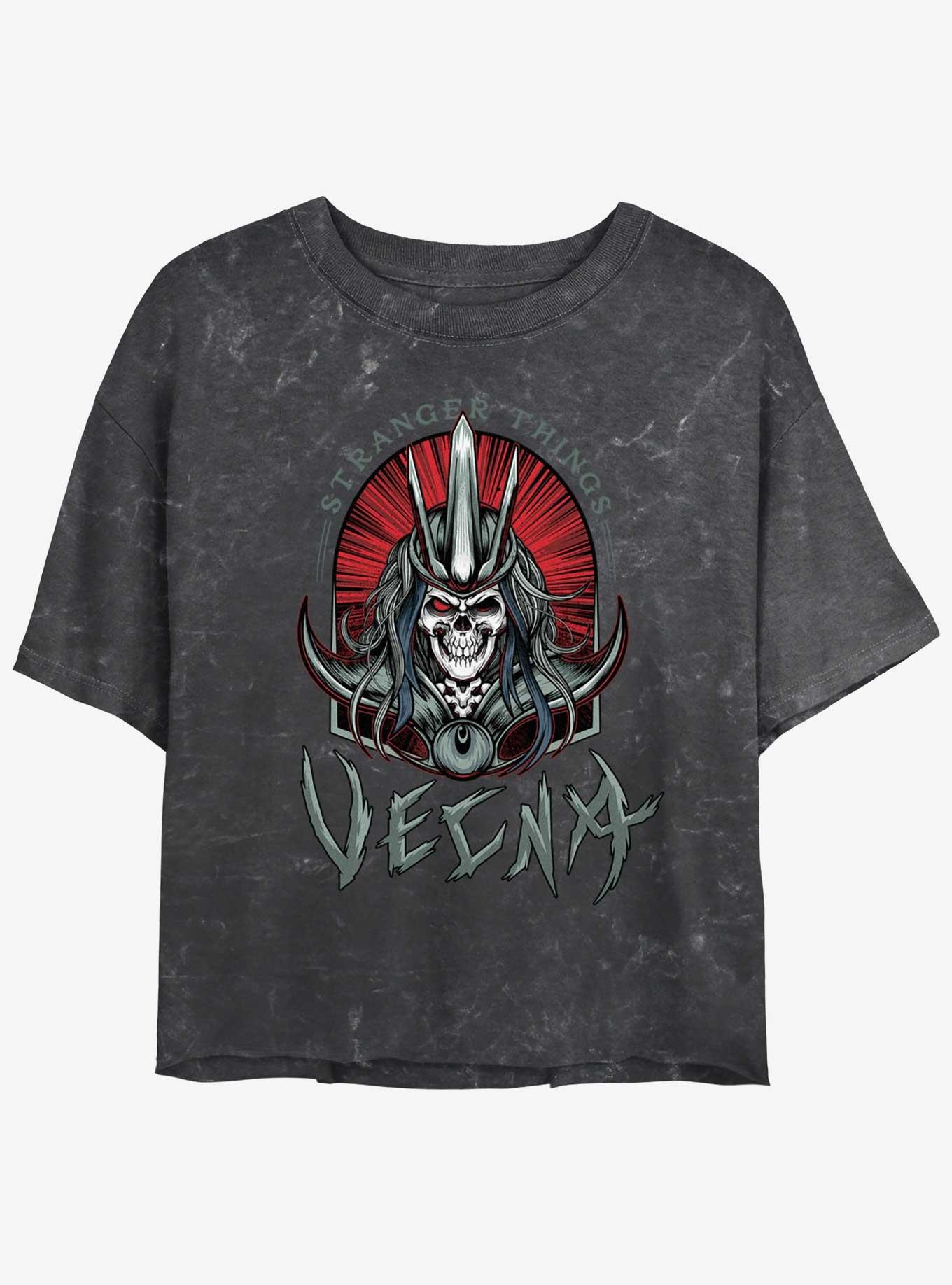 Stranger Things Vecna Tombstone Badge Mineral Wash Crop Girls T-Shirt