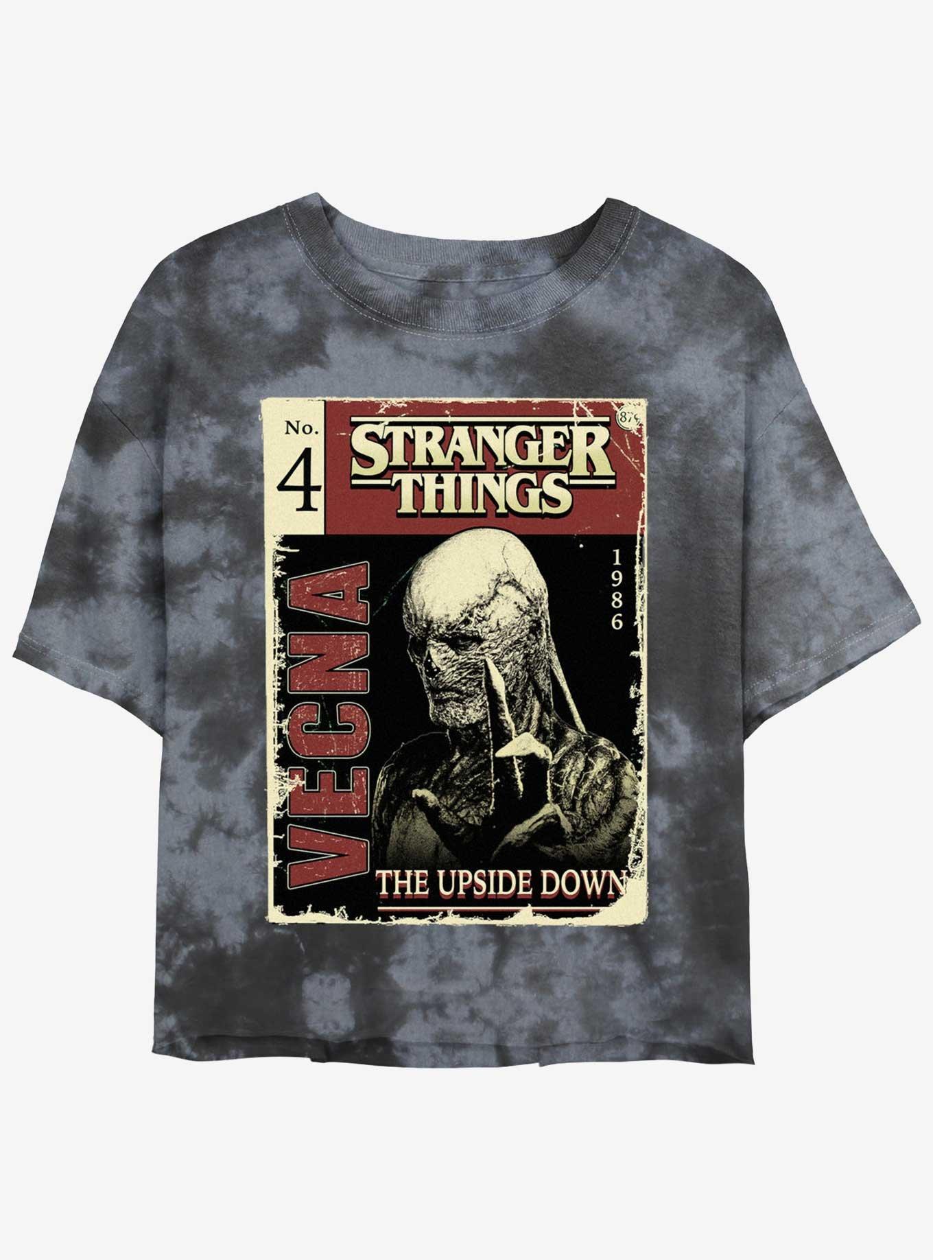 Stranger Things Vecna Pulp Comic Mineral Wash Crop Girls T-Shirt, BLKCHAR, hi-res