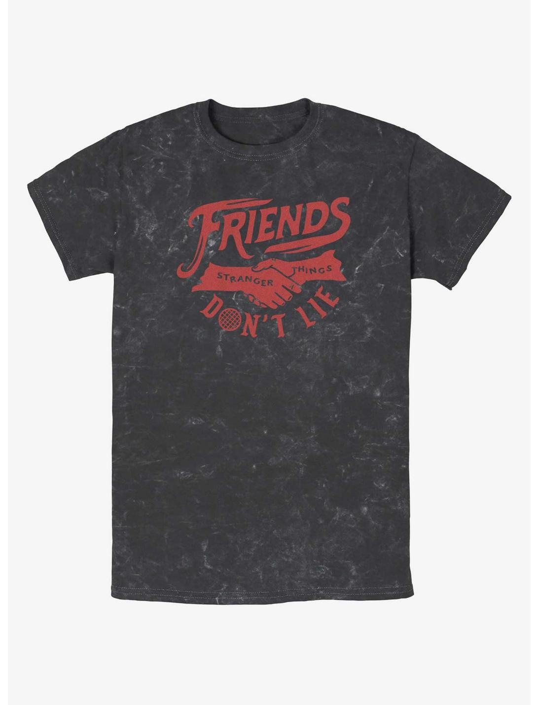 Stranger Things Friends Don't Lie Mineral Wash T-Shirt, BLACK, hi-res