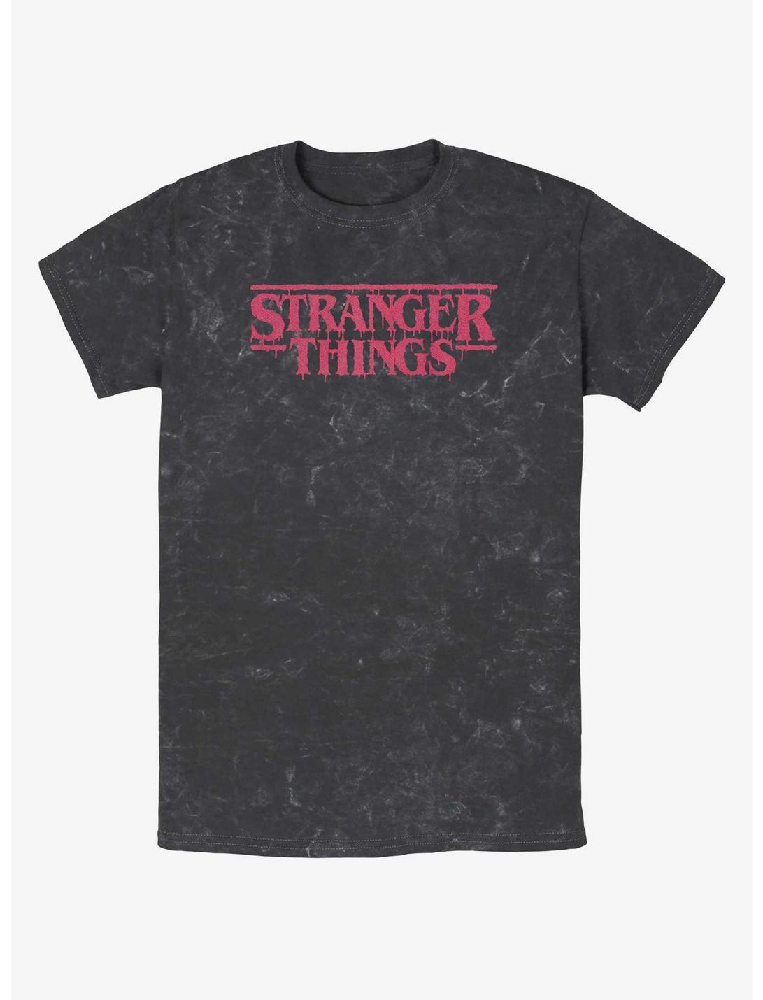 Stranger Things Logo Mineral Wash T-Shirt, BLACK, hi-res
