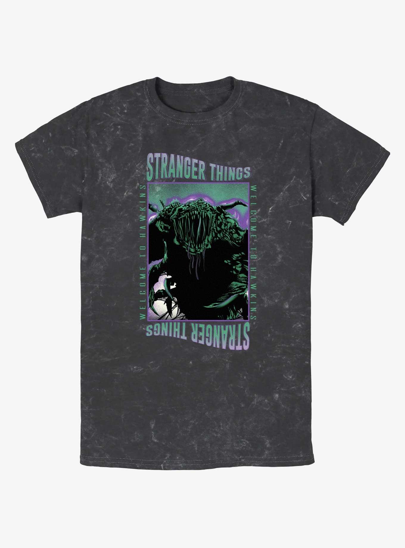 Stranger Things Monster Things Mineral Wash T-Shirt, BLACK, hi-res