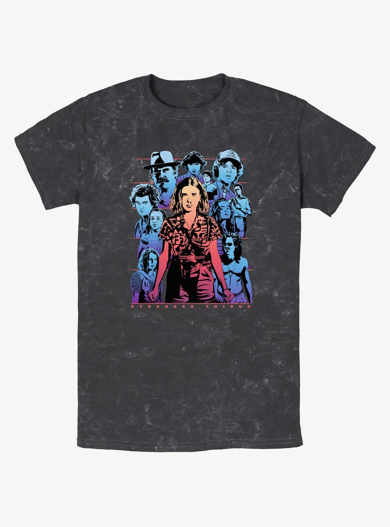 Stranger Things Populous Gaze Mineral Wash T-Shirt, BLACK, hi-res