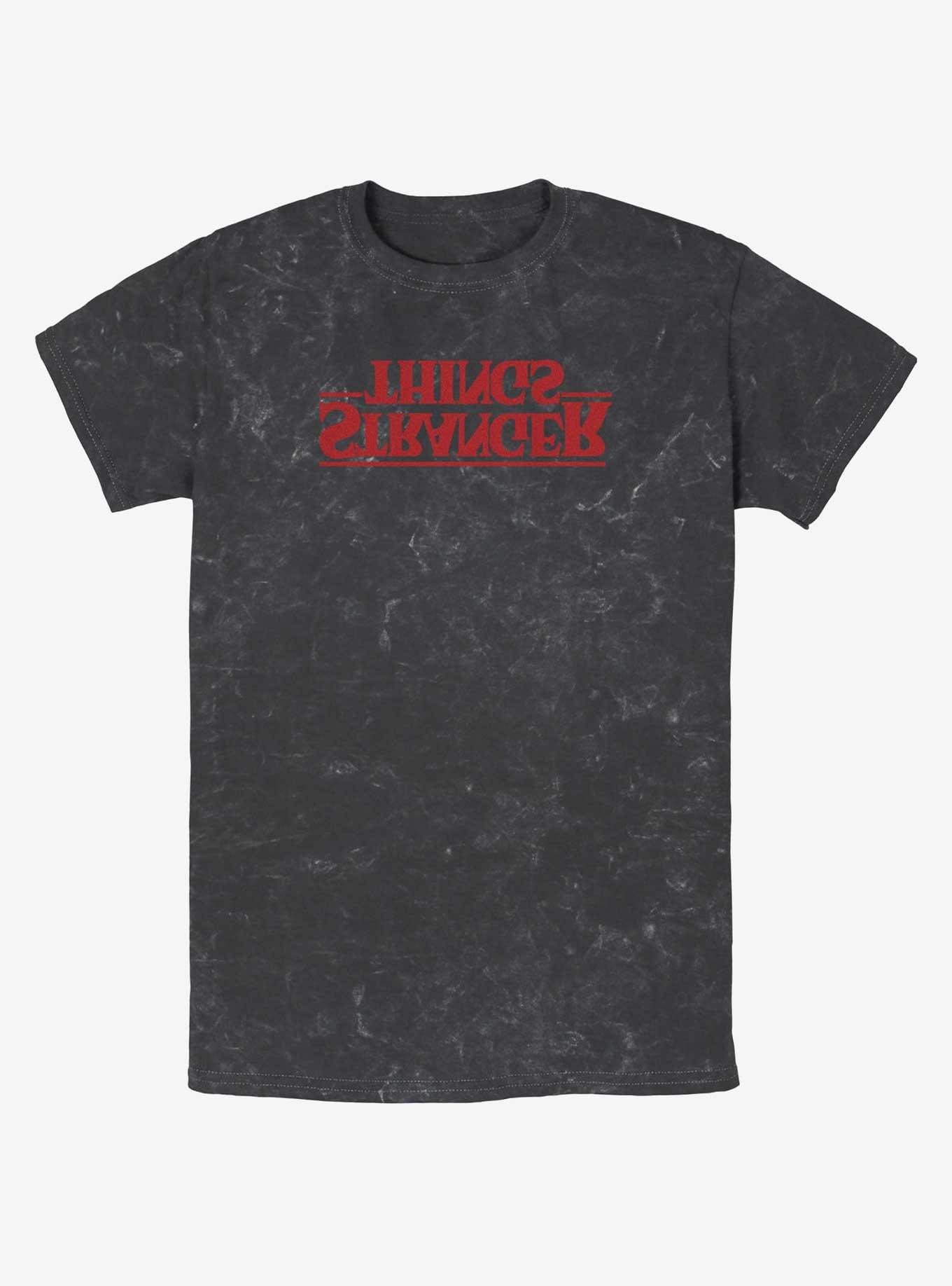 Stranger Things Upside Down Logo Mineral Wash T-Shirt, BLACK, hi-res