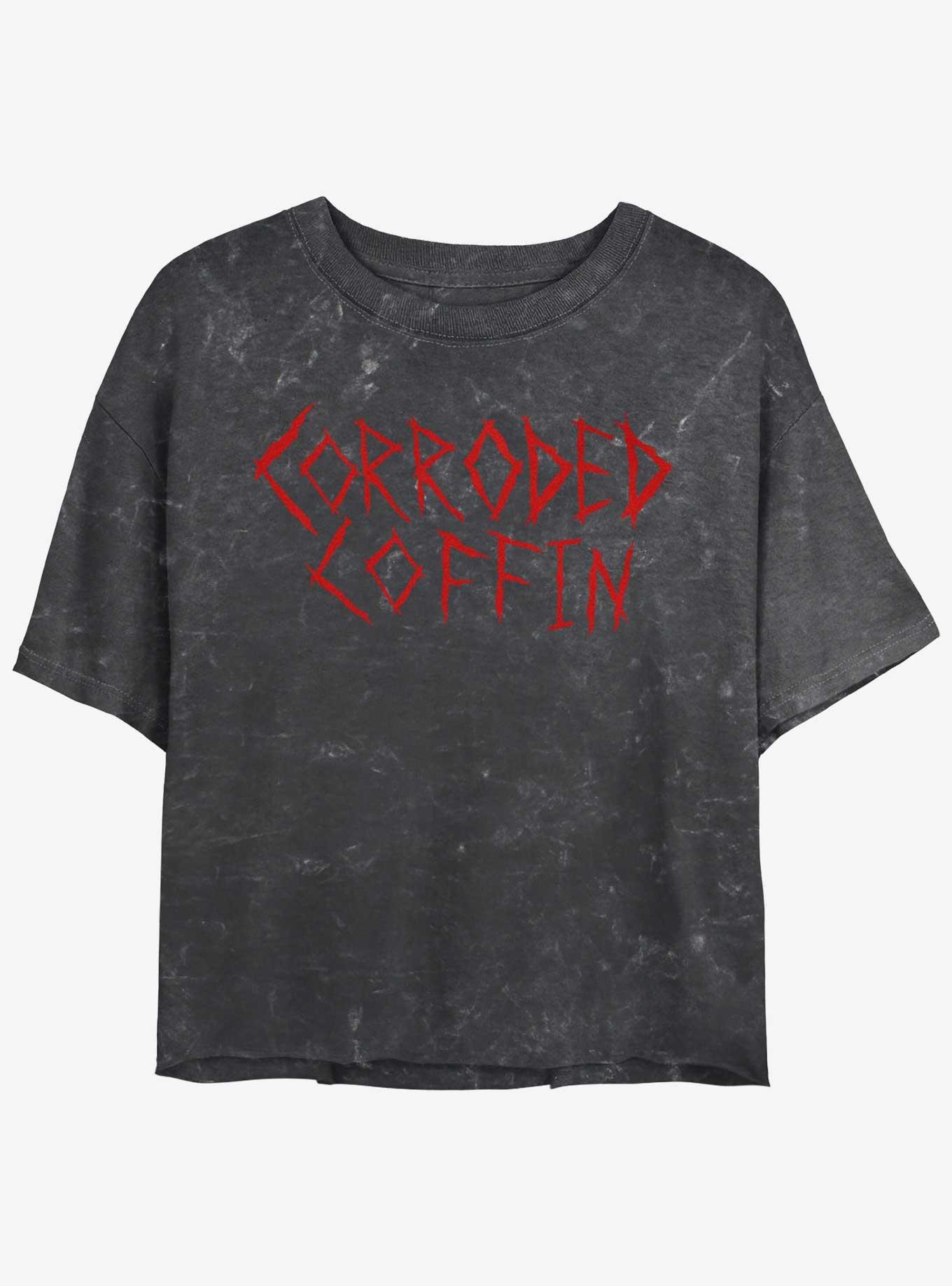 Stranger Things Corroded Coffin Mineral Wash Crop Girls T-Shirt, , hi-res