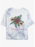 Stranger Things Floral Things Mineral Wash Crop Girls T-Shirt, WHITEBLUE, hi-res