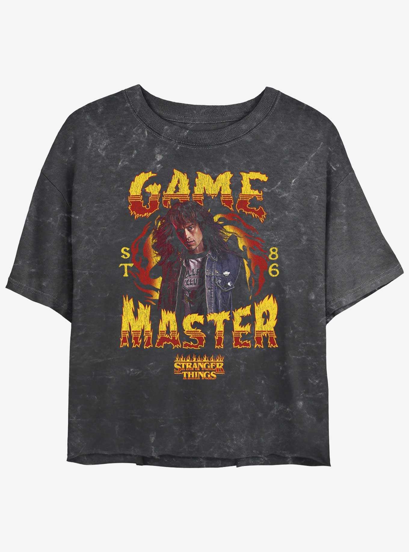 Stranger Things Game Master Eddie Munson Mineral Wash Crop Girls T-Shirt, , hi-res