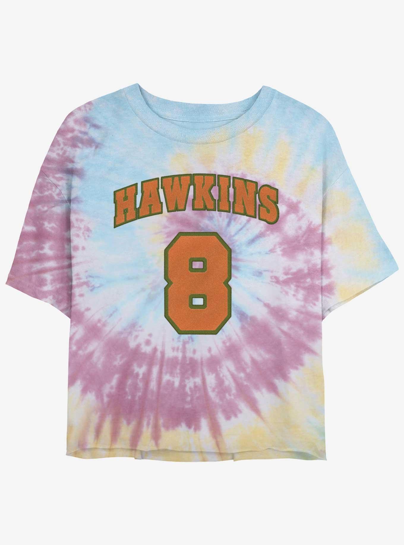 Stranger Things Hawkins Eight Tie-Dye Crop Girls T-Shirt, BLUPNKLY, hi-res