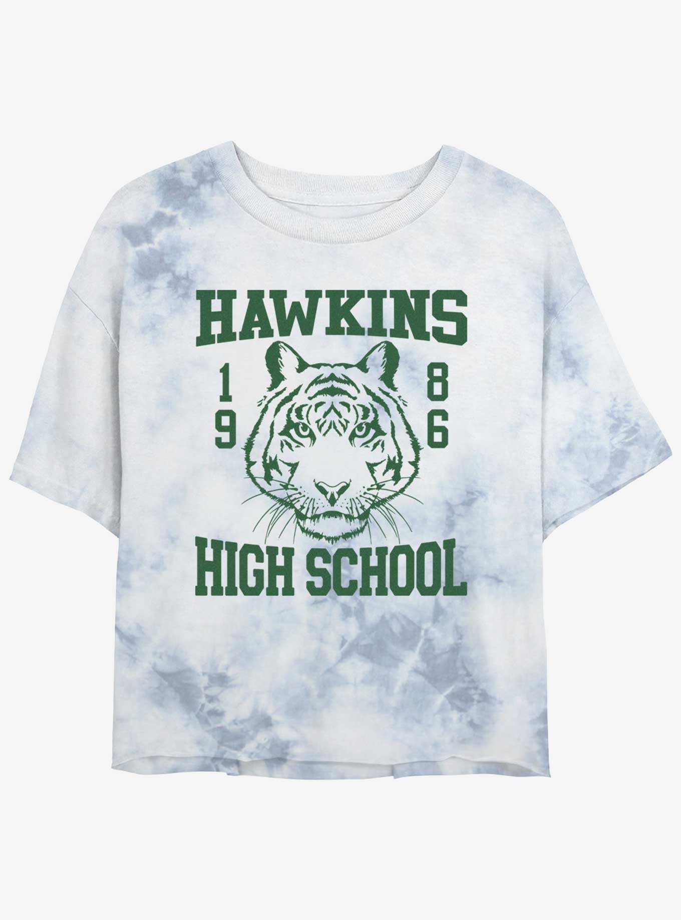 Stranger Things Hawkins High School 1986 Mineral Wash Crop Girls T-Shirt, , hi-res