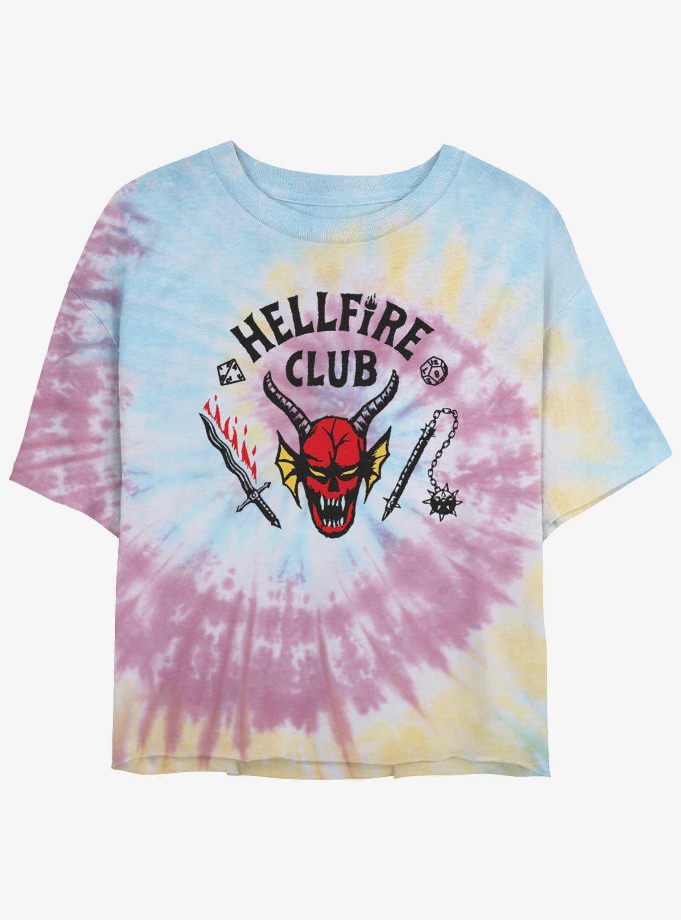 Stranger Things Hellfire Club Tie-Dye Crop Girls T-Shirt, , hi-res