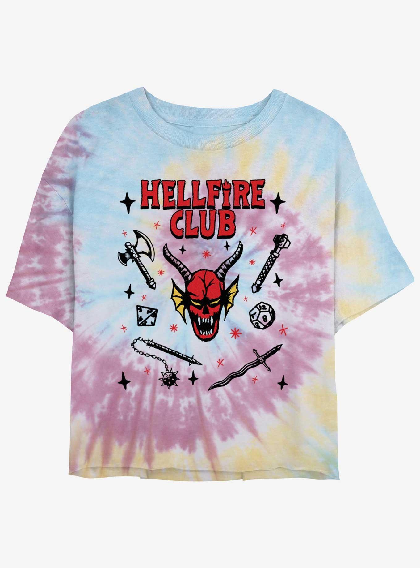 Stranger Things Hellfire Club Tie-Dye Crop Girls T-Shirt, BLUPNKLY, hi-res