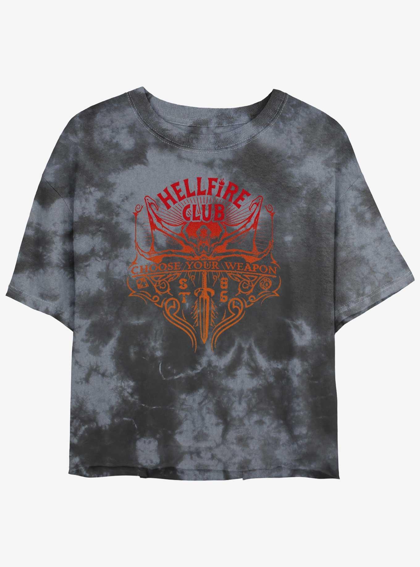 Stranger Things Hellfire Club Choose Your Weapon Mineral Wash Crop Girls T-Shirt, , hi-res