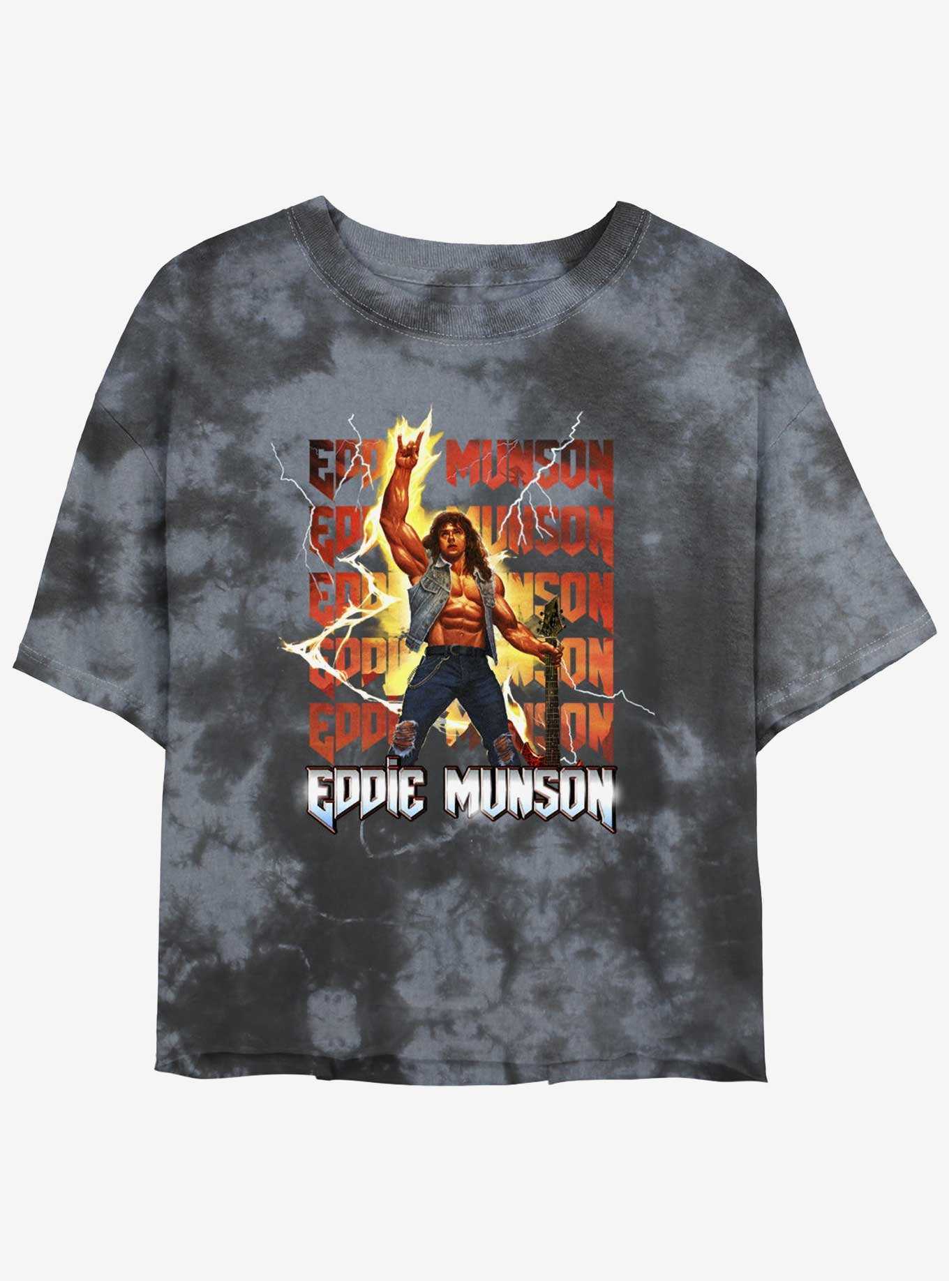 Stranger Things Eddie Munson Rock God Mineral Wash Crop Girls T-Shirt, , hi-res