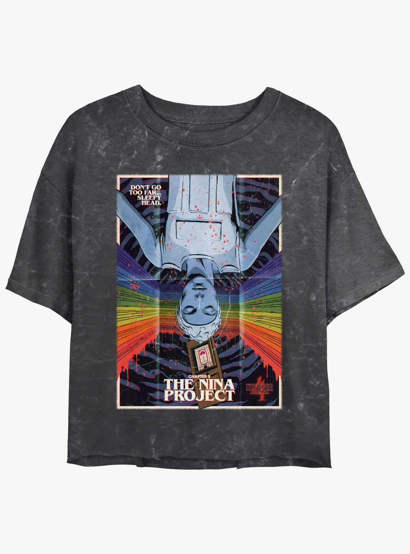Stranger Things x Butcher Billy The Nina Project Mineral Wash Crop Girls T-Shirt, BLACK, hi-res