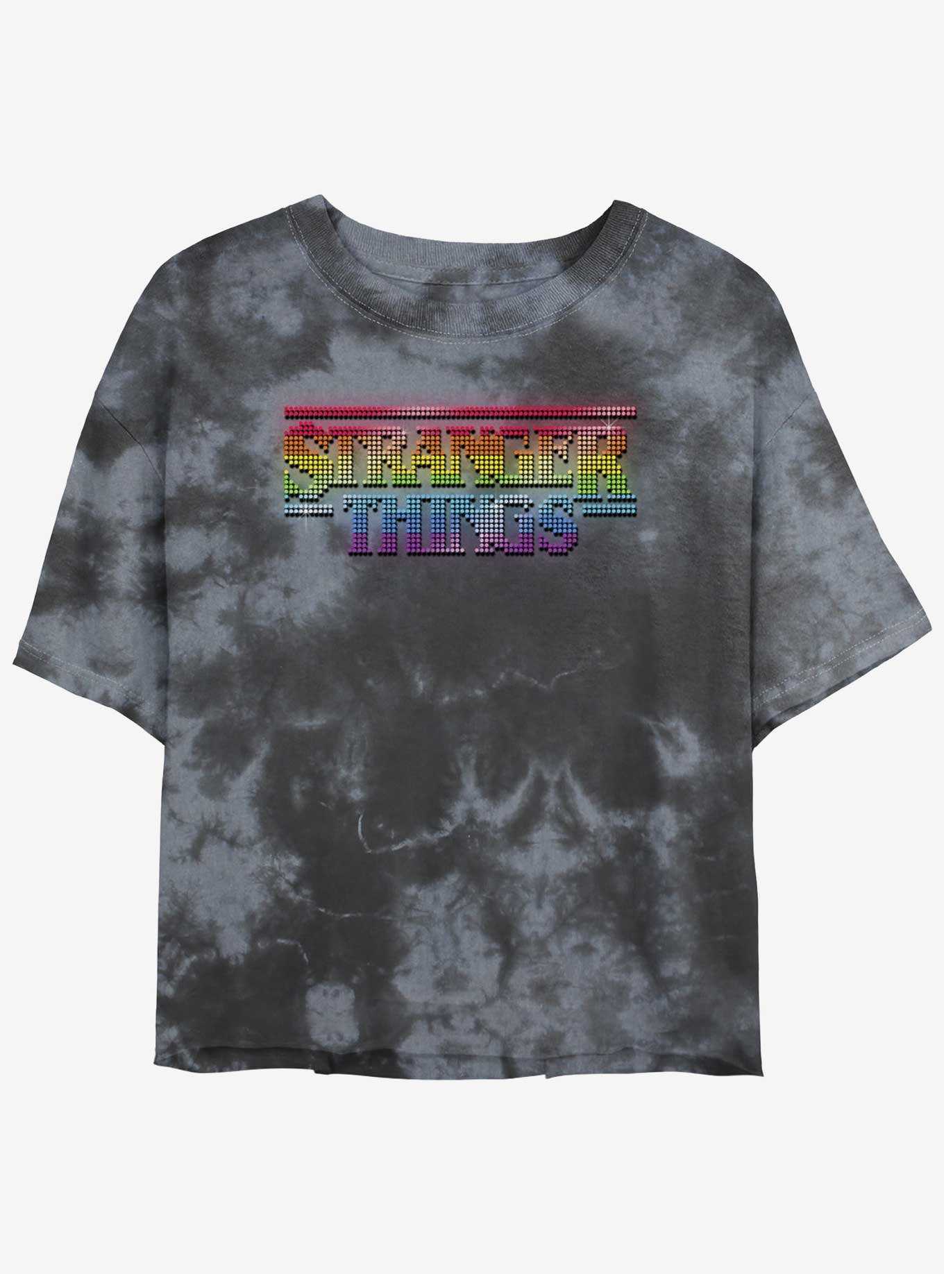 Stranger Things Rainbow Logo Mineral Wash Crop Girls T-Shirt, , hi-res