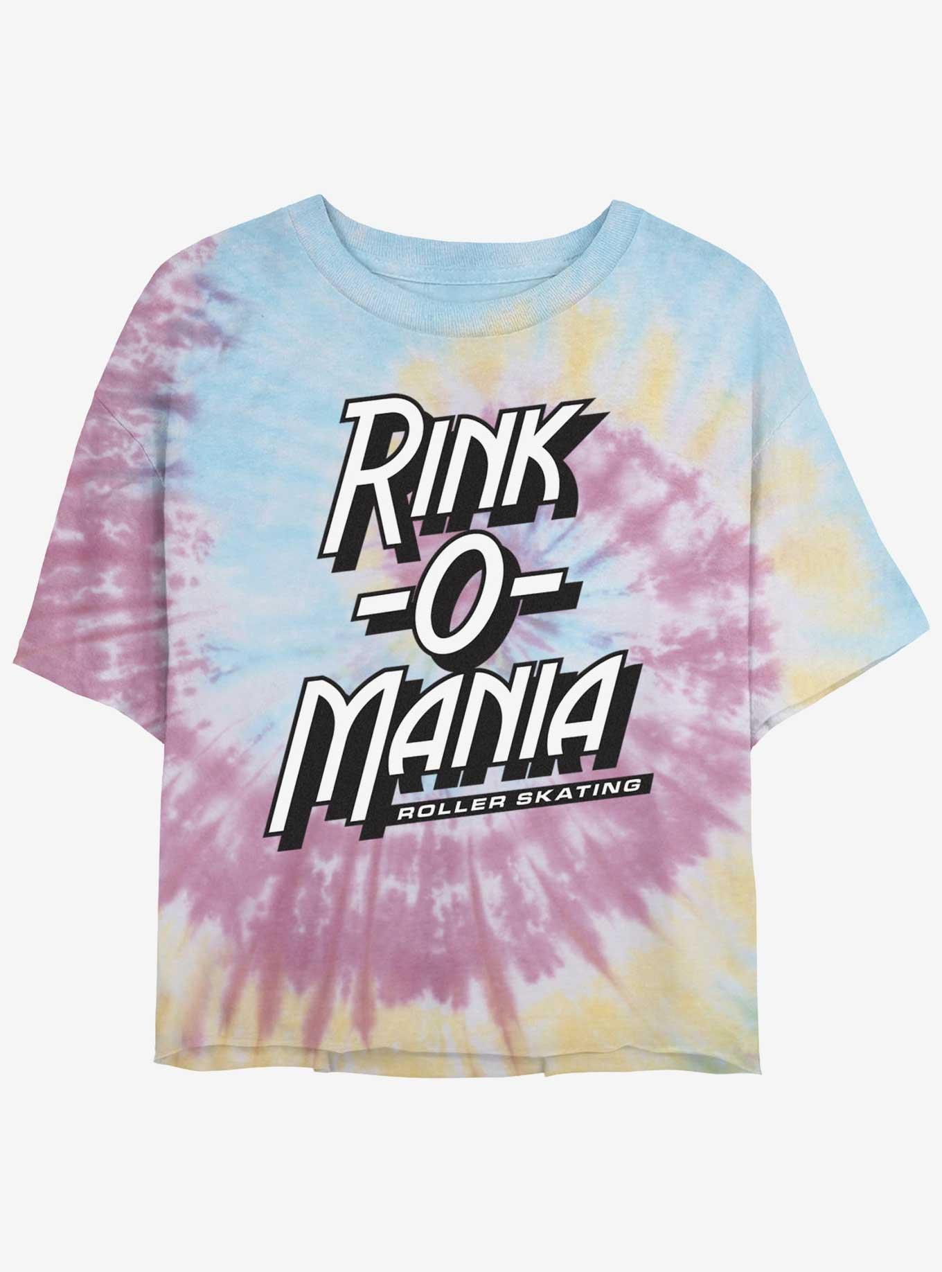 Stranger Things Rink-O-Mania Logo Tie-Dye Crop Girls T-Shirt, BLUPNKLY, hi-res
