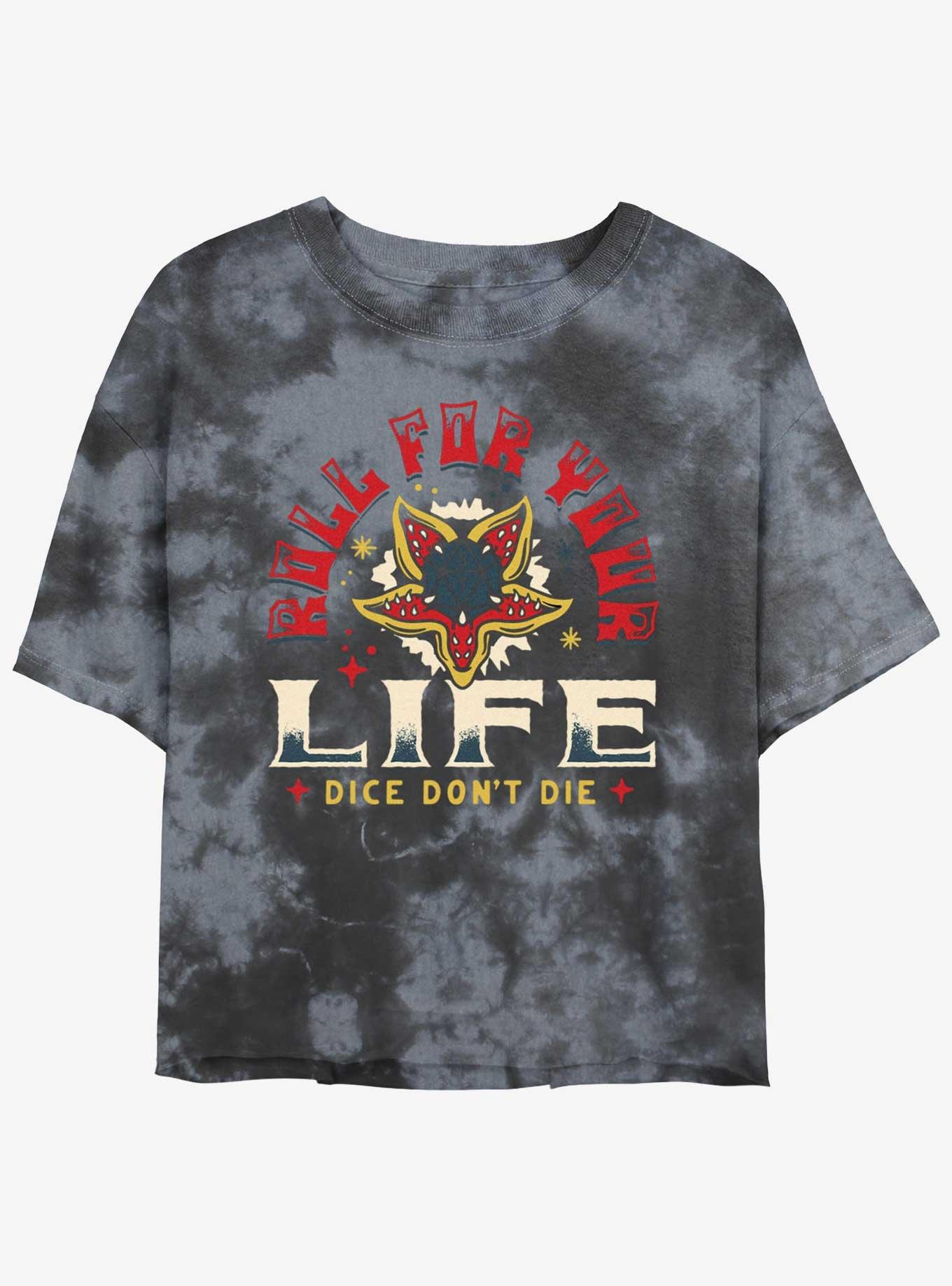 Stranger Things Roll For Your Life Mineral Wash Crop Girls T-Shirt, , hi-res