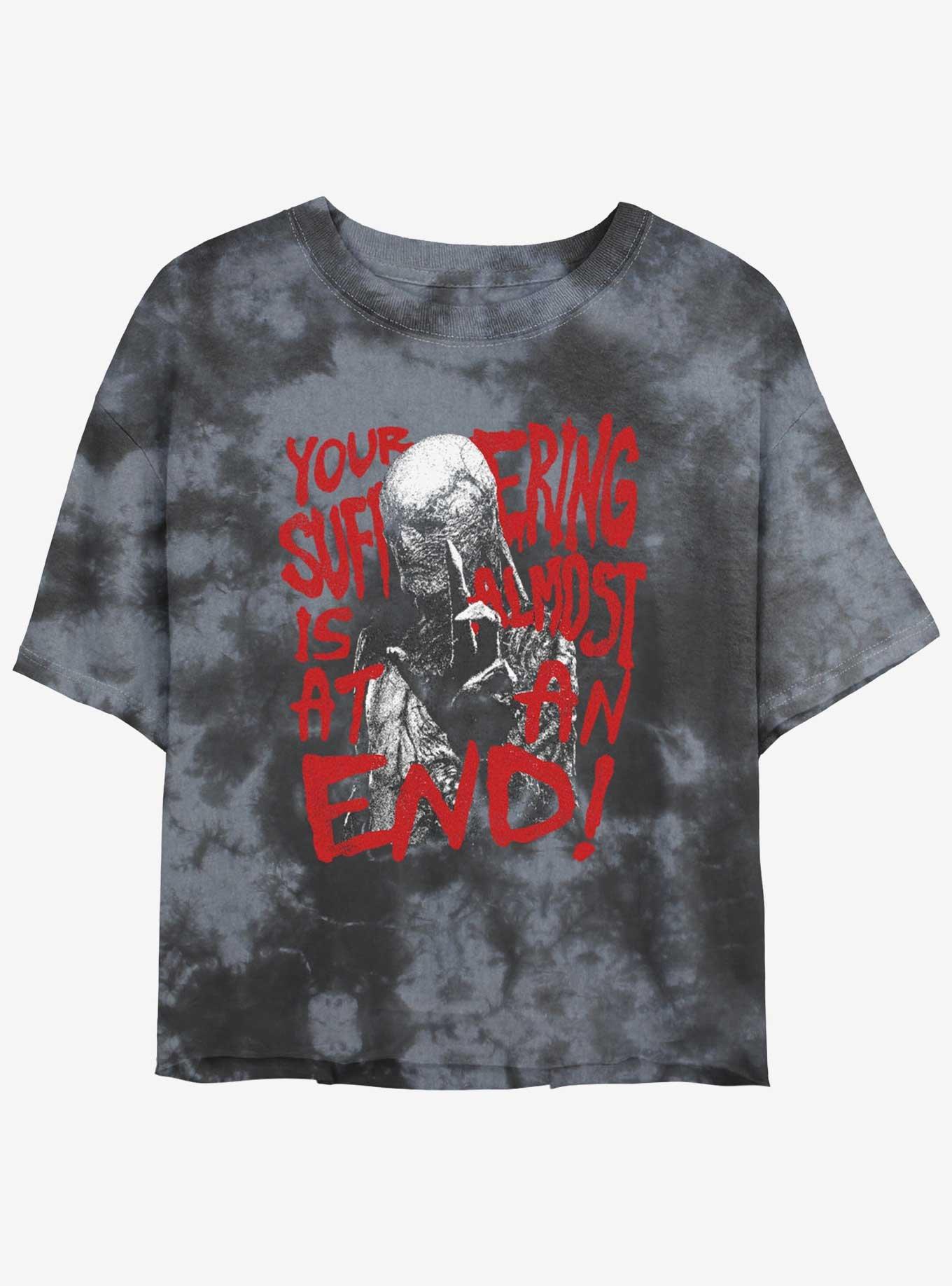 Stranger Things Vecna Your Suffering Is Almost At An End Mineral Wash Crop Girls T-Shirt, BLKCHAR, hi-res