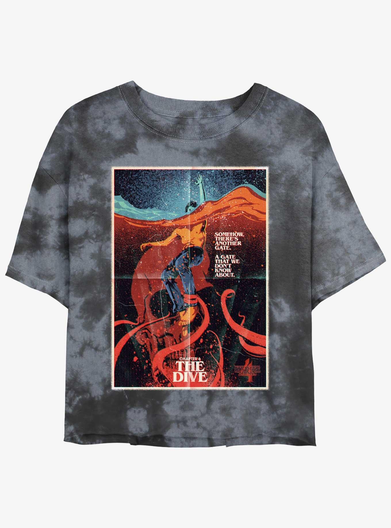 Stranger Things x Butcher Billy The Dive Mineral Wash Crop Girls T-Shirt, BLKCHAR, hi-res