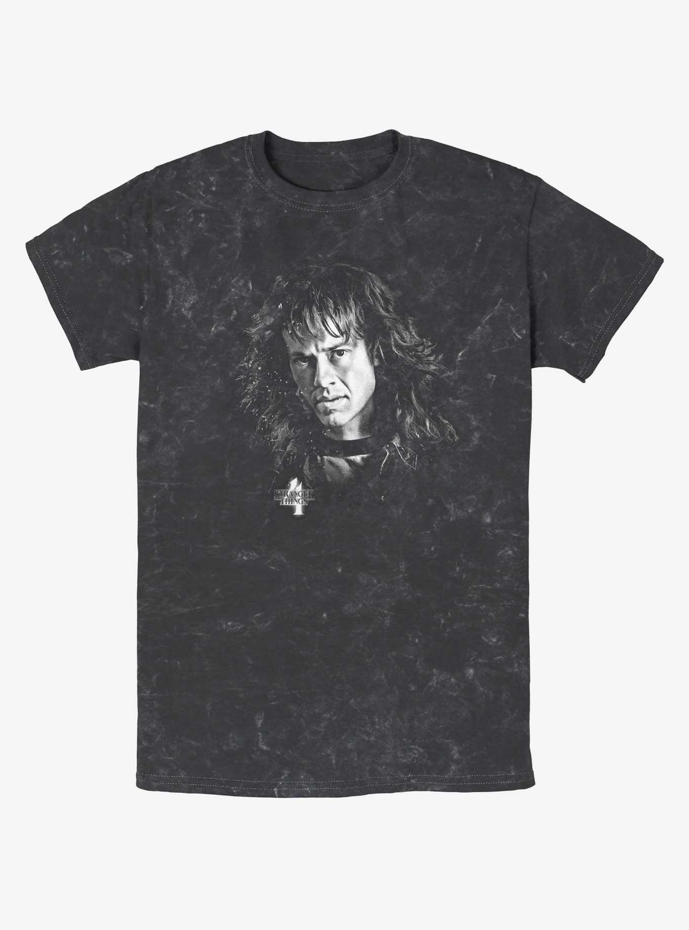 Stranger Things Eddie Munson Portrait Mineral Wash T-Shirt, BLACK, hi-res