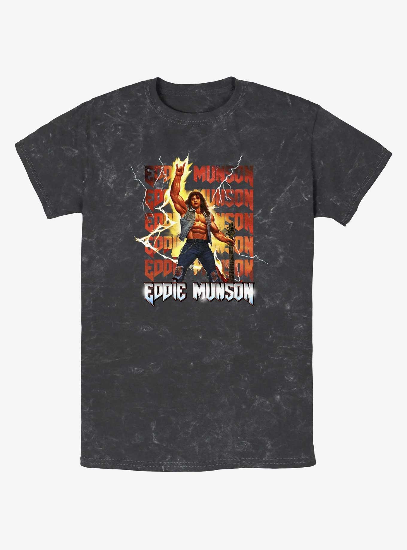 Stranger Things Eddie Munson Rock God Mineral Wash T-Shirt, BLACK, hi-res