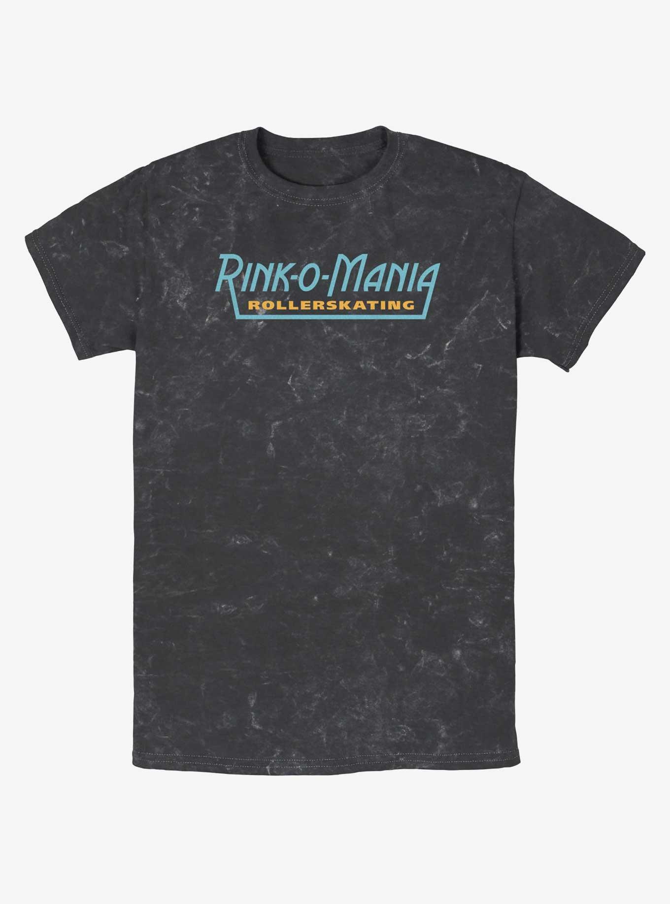 Stranger Things Rink-O-Mania Logo Mineral Wash T-Shirt, BLACK, hi-res