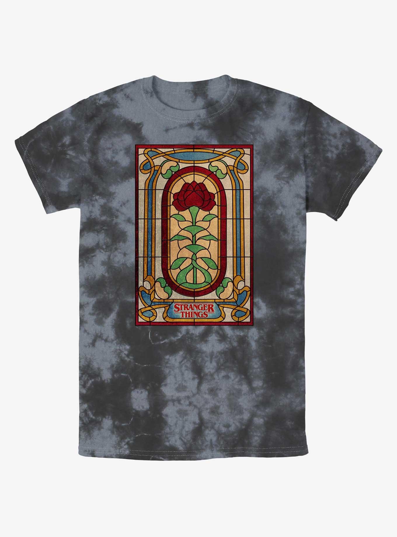 Stranger Things Stained Glass Mineral Wash T-Shirt, BLKCHAR, hi-res