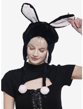 Black Bunny Ear Tassel Beanie, , hi-res