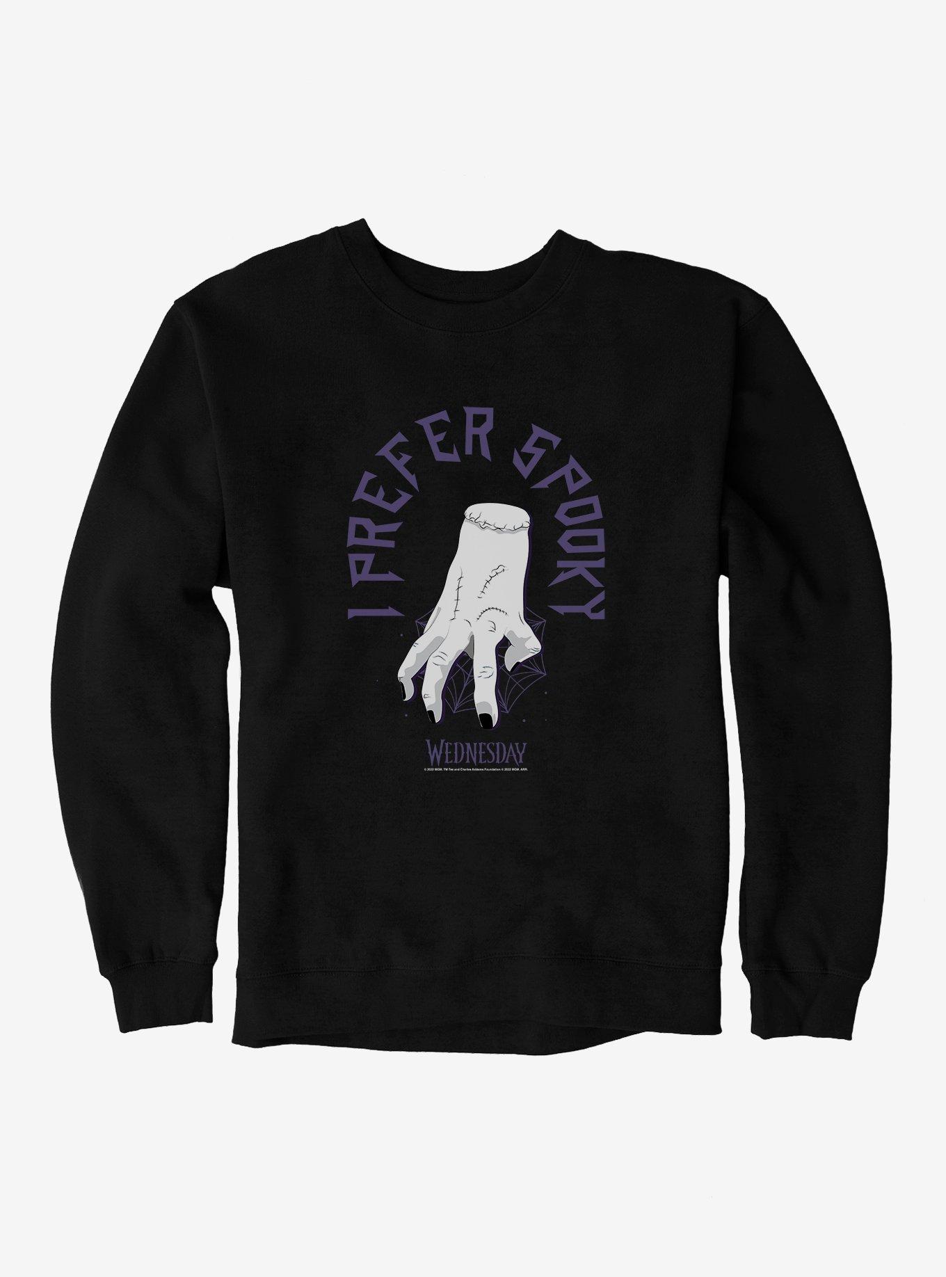 Wednesday I Prefer Spooky Sweatshirt, BLACK, hi-res