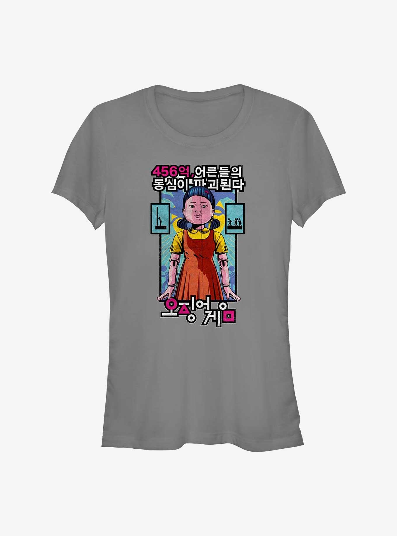 Squid Game Young-Hee The Doll Poster Girls T-Shirt, CHARCOAL, hi-res