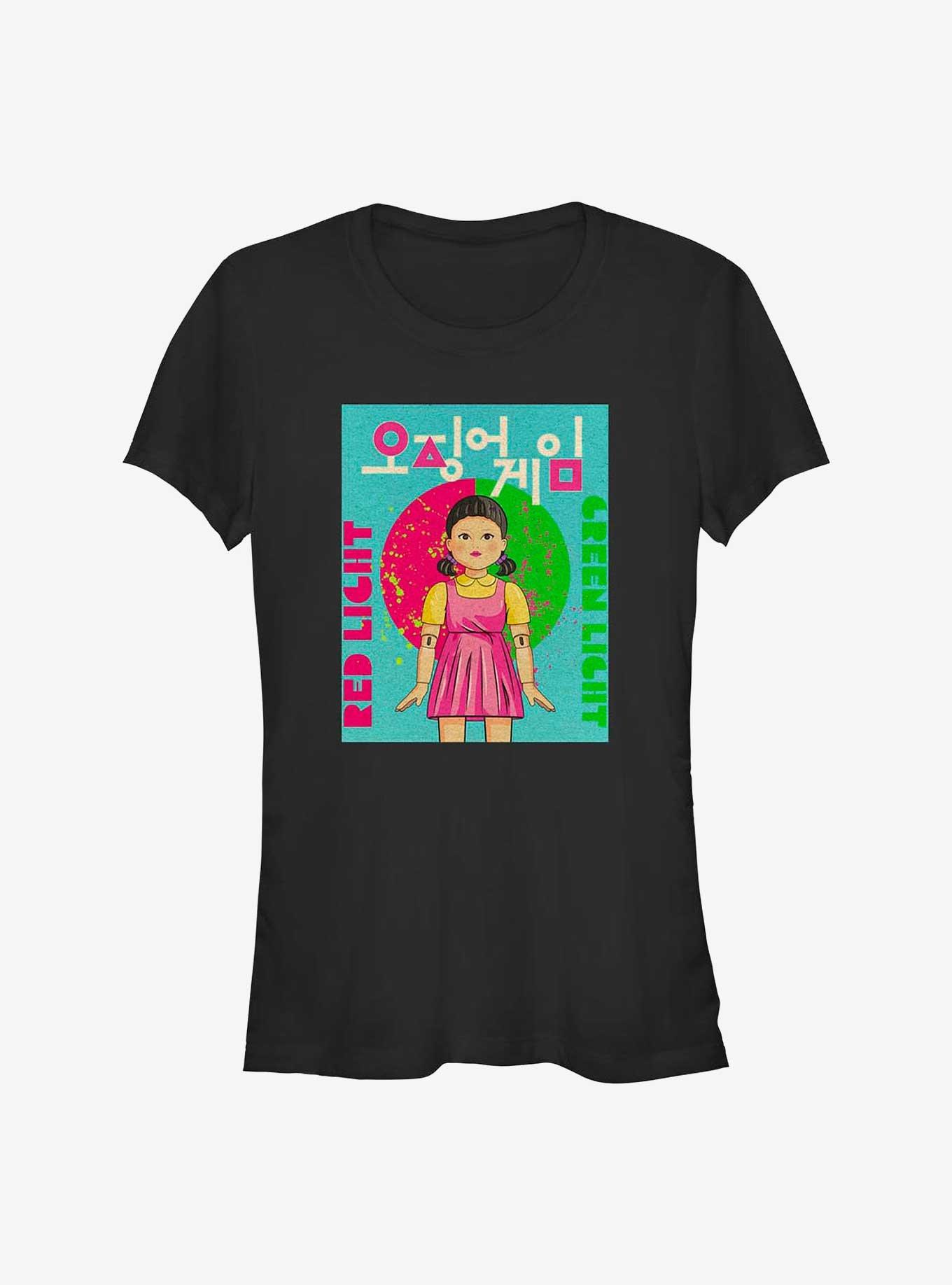 Squid Game First Game Red Light Green Light Poster Girls T-Shirt, BLACK, hi-res